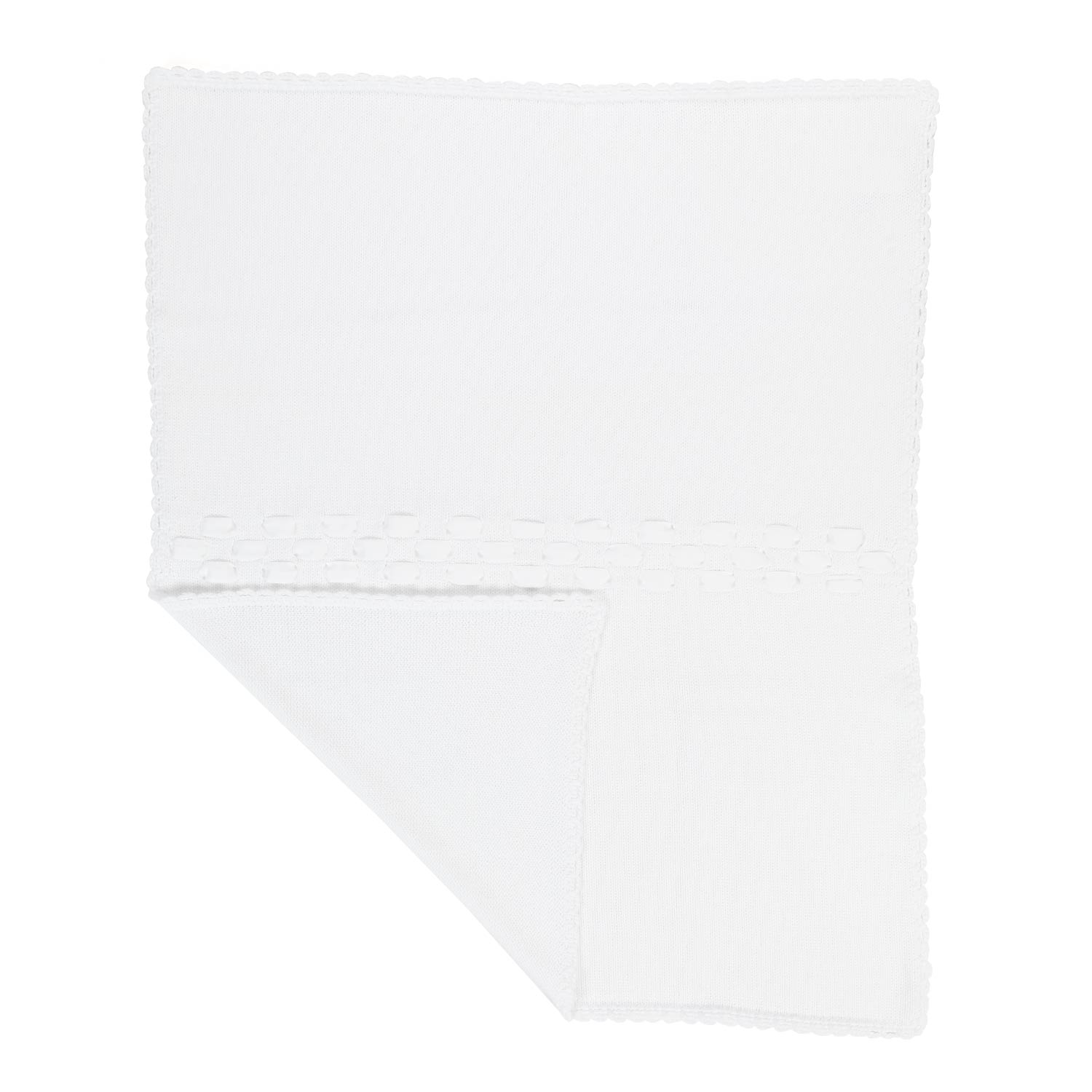 COPERTINA BEBÈ BIANCA CON NASTRINI DI RASO - annameglio.com abbigliamento moda