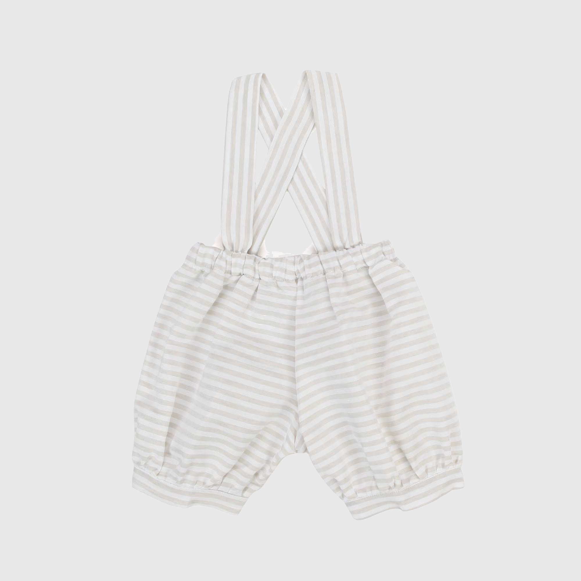 BERMUDA PANNA E BEIGE A RIGHE CON BRETELLE NEONATO - annameglio.com abbigliamento moda