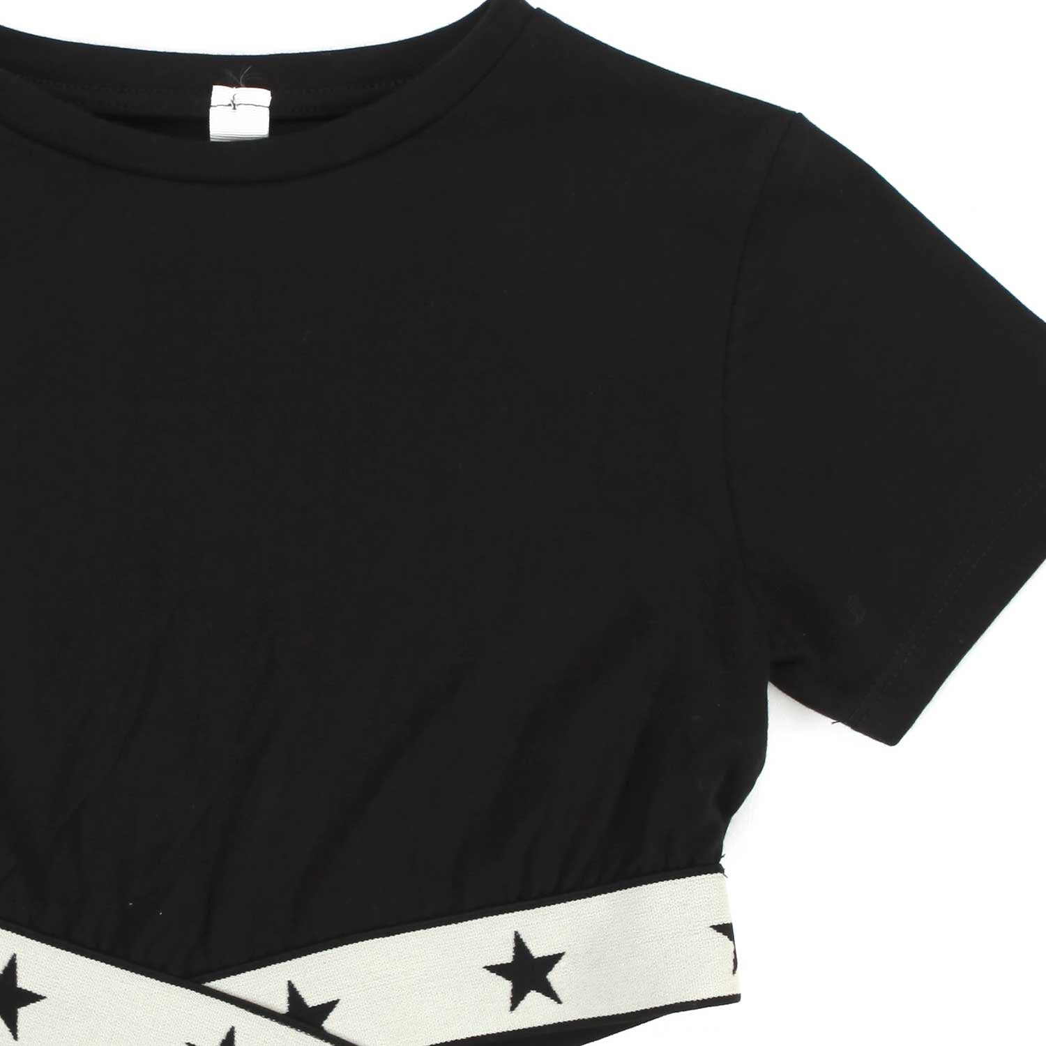 T-SHIRT NERA CON STELLE BAMBINA E TEEN - annameglio.com abbigliamento moda