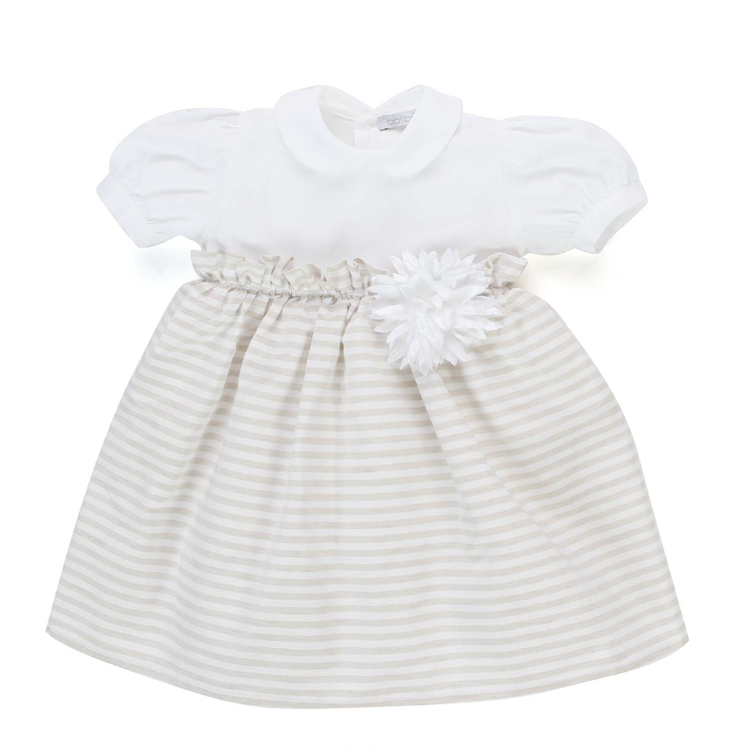MINI ABITO BIANCO E BEIGE BAMBINA BABY - annameglio.com abbigliamento moda
