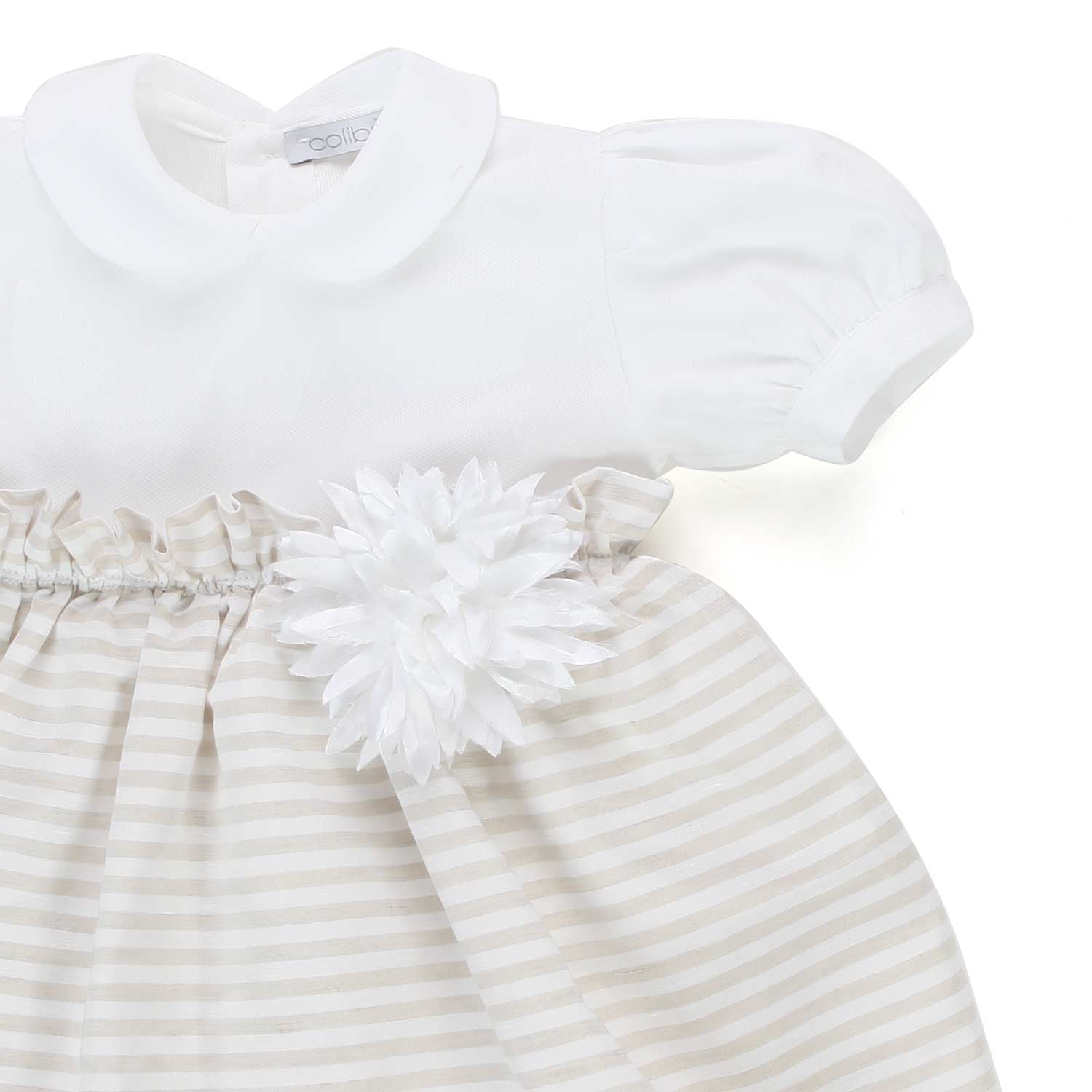 MINI ABITO BIANCO E BEIGE BAMBINA BABY - annameglio.com abbigliamento moda