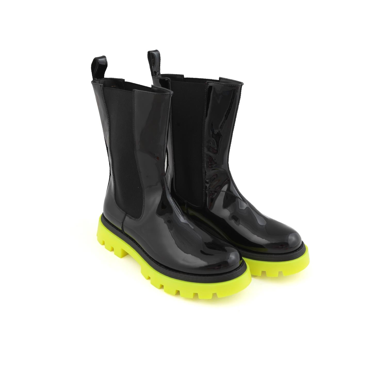 STIVALI NERI E GIALLO FLUO IN PELLE - annameglio.com abbigliamento moda