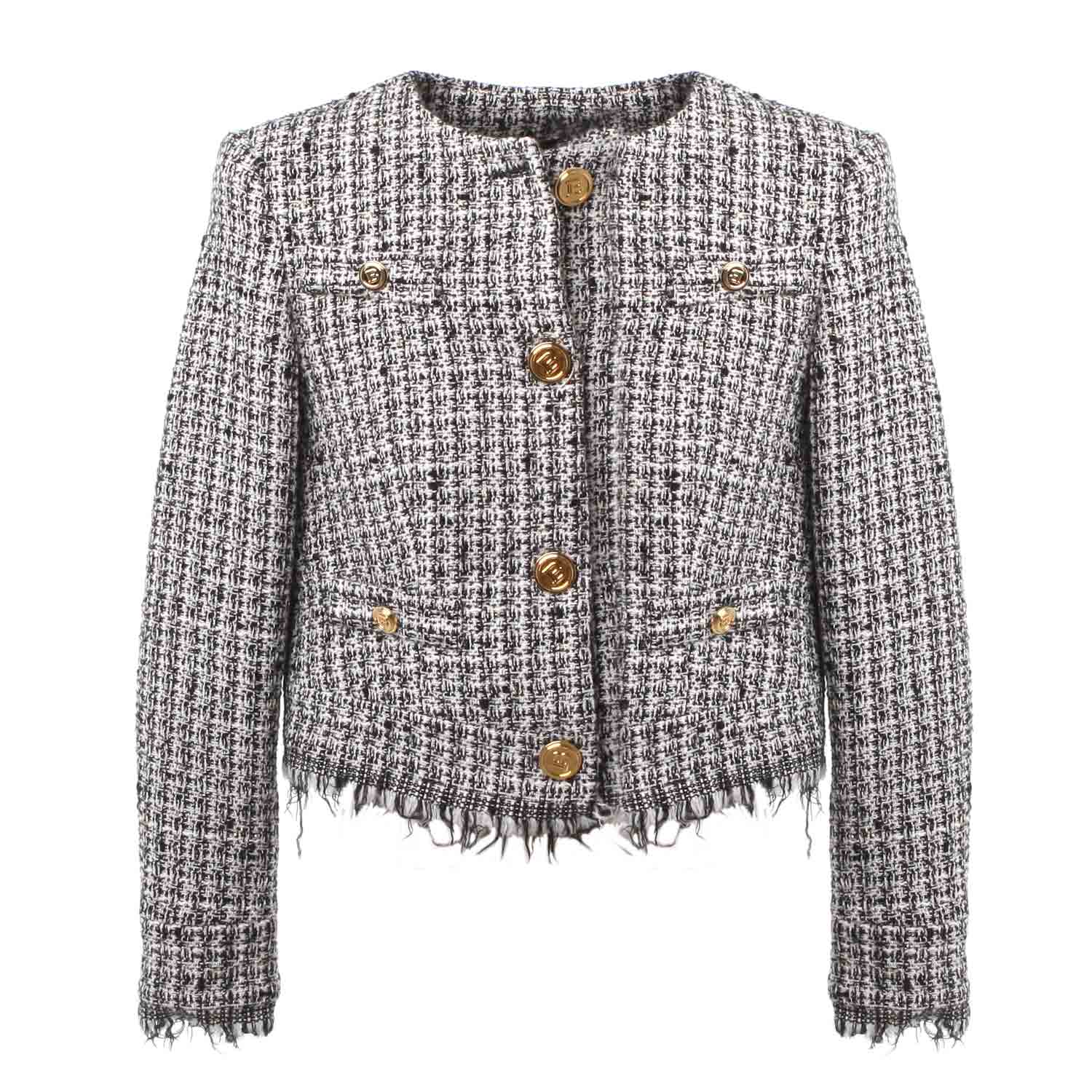 GIACCA TWEED AVORIO E NERA CON BOTTONI ORO - annameglio.com abbigliamento moda