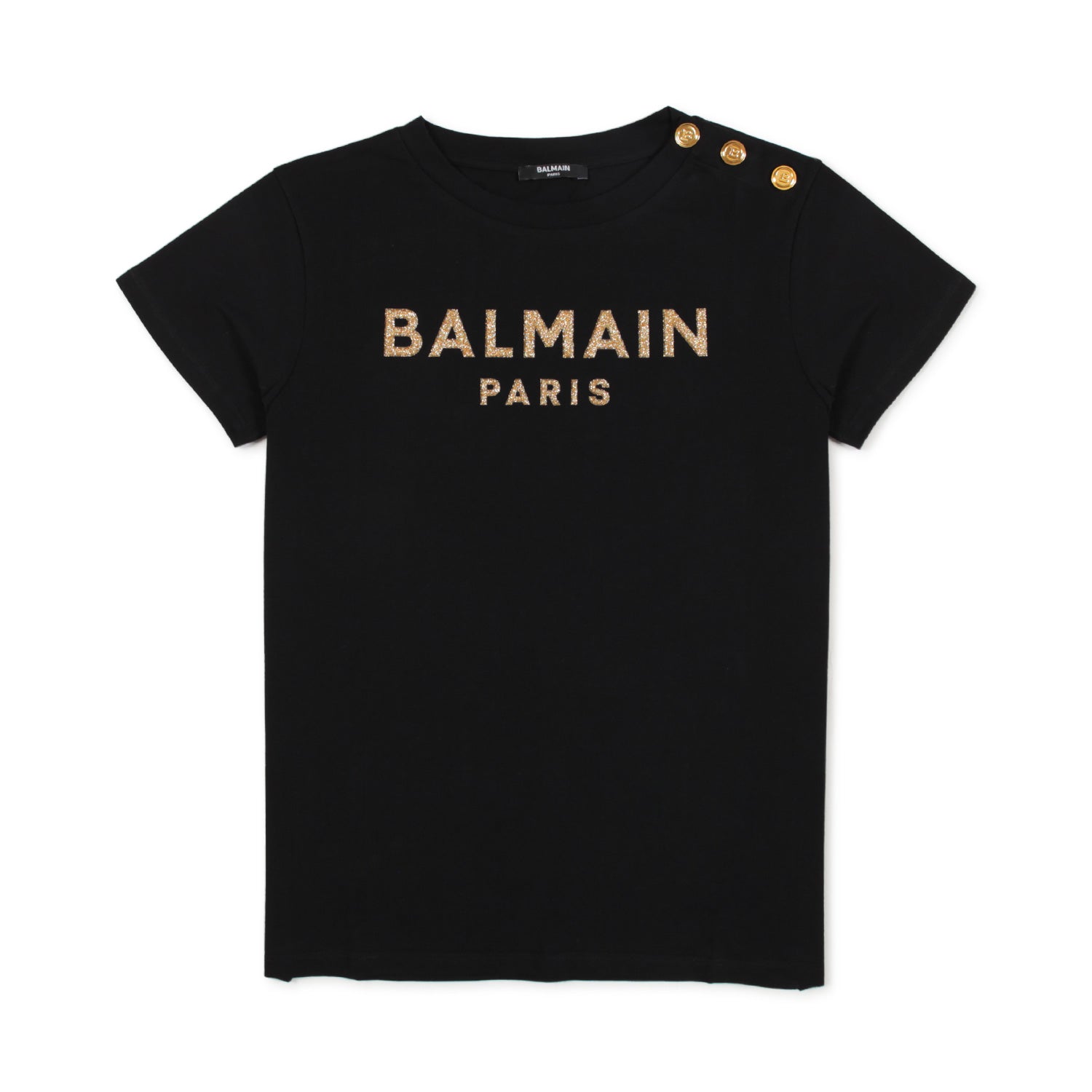 T-SHIRT NERA E ORO GLITTER CON BOTTONI - annameglio.com abbigliamento moda