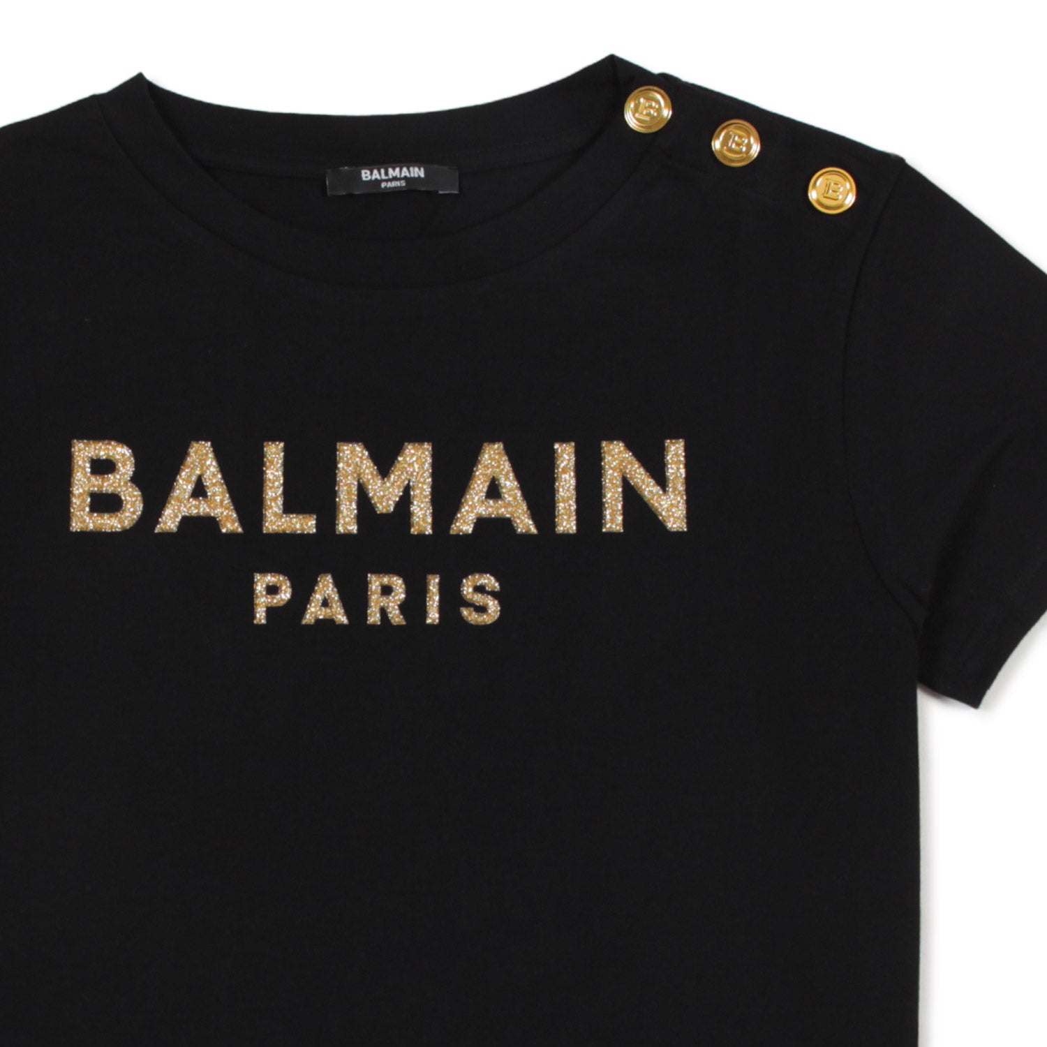 T-SHIRT NERA E ORO GLITTER CON BOTTONI - annameglio.com abbigliamento moda