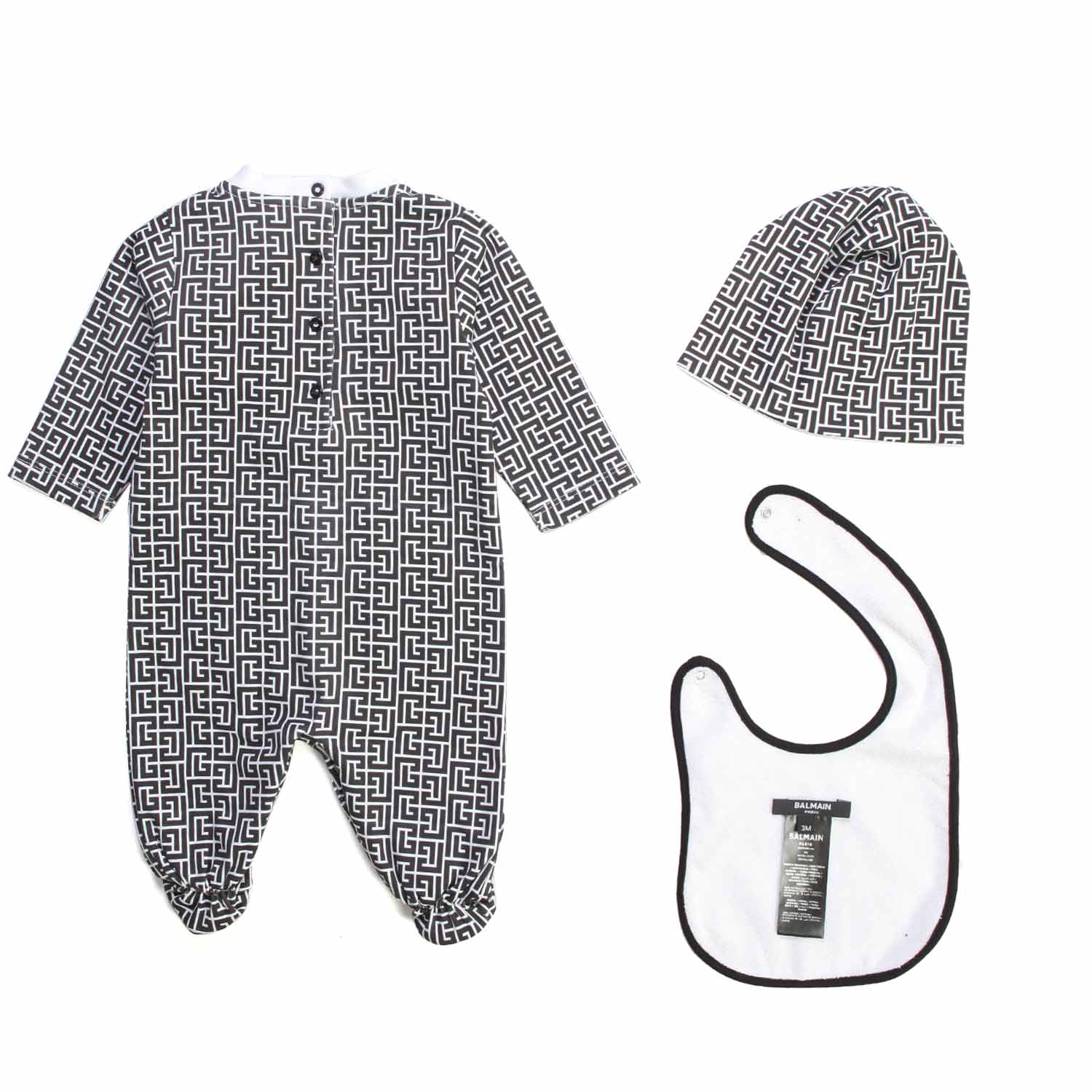 SET TUTINA UNISEX BIANCA E NERA JACQUARD PER BEBÈ - annameglio.com abbigliamento moda