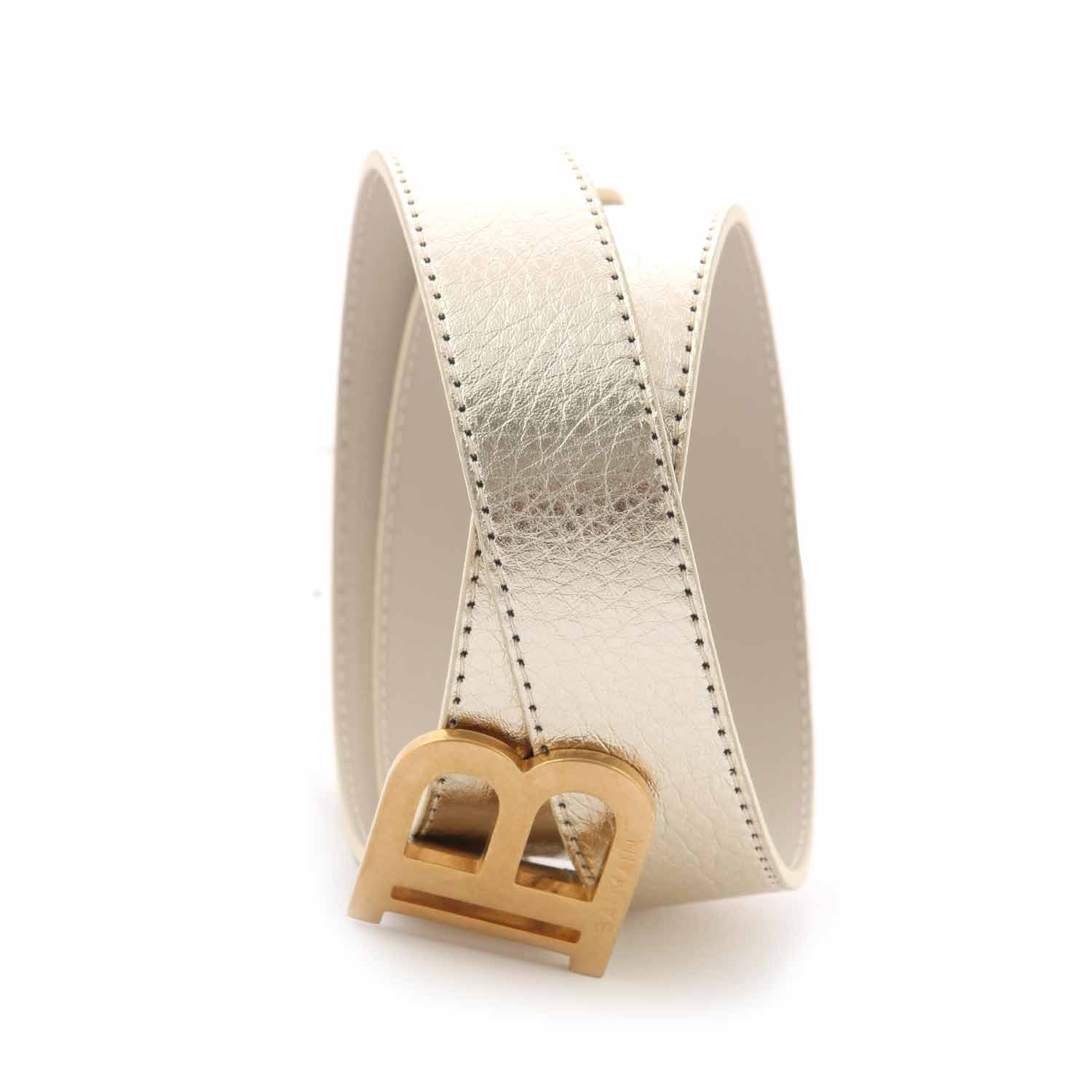 CINTURA B-BELT IN PELLE LAMINATA ORO - annameglio.com abbigliamento moda