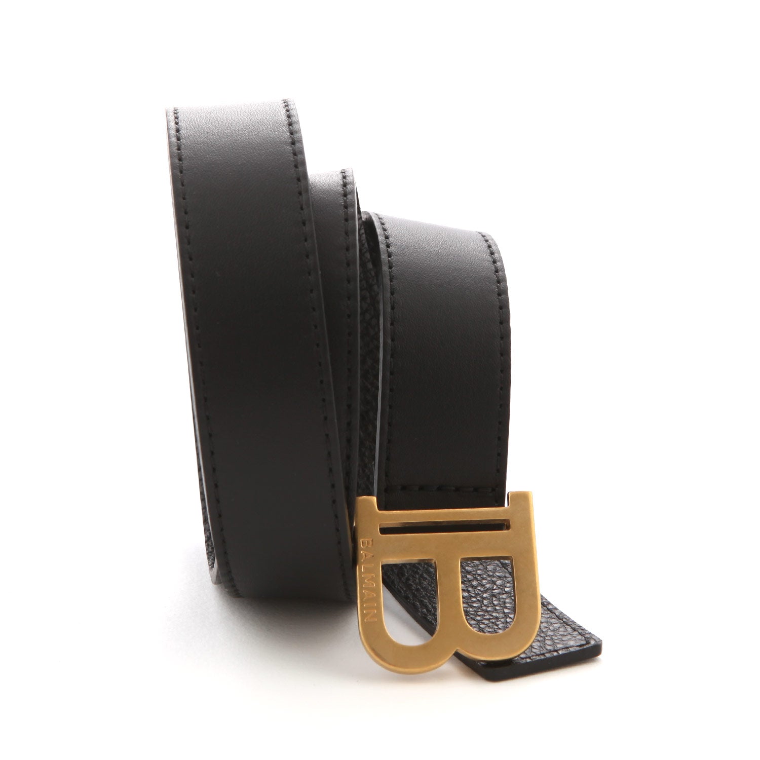 CINTURA B-BELT IN PELLE NERA CON FIBBIA ORO - annameglio.com abbigliamento moda