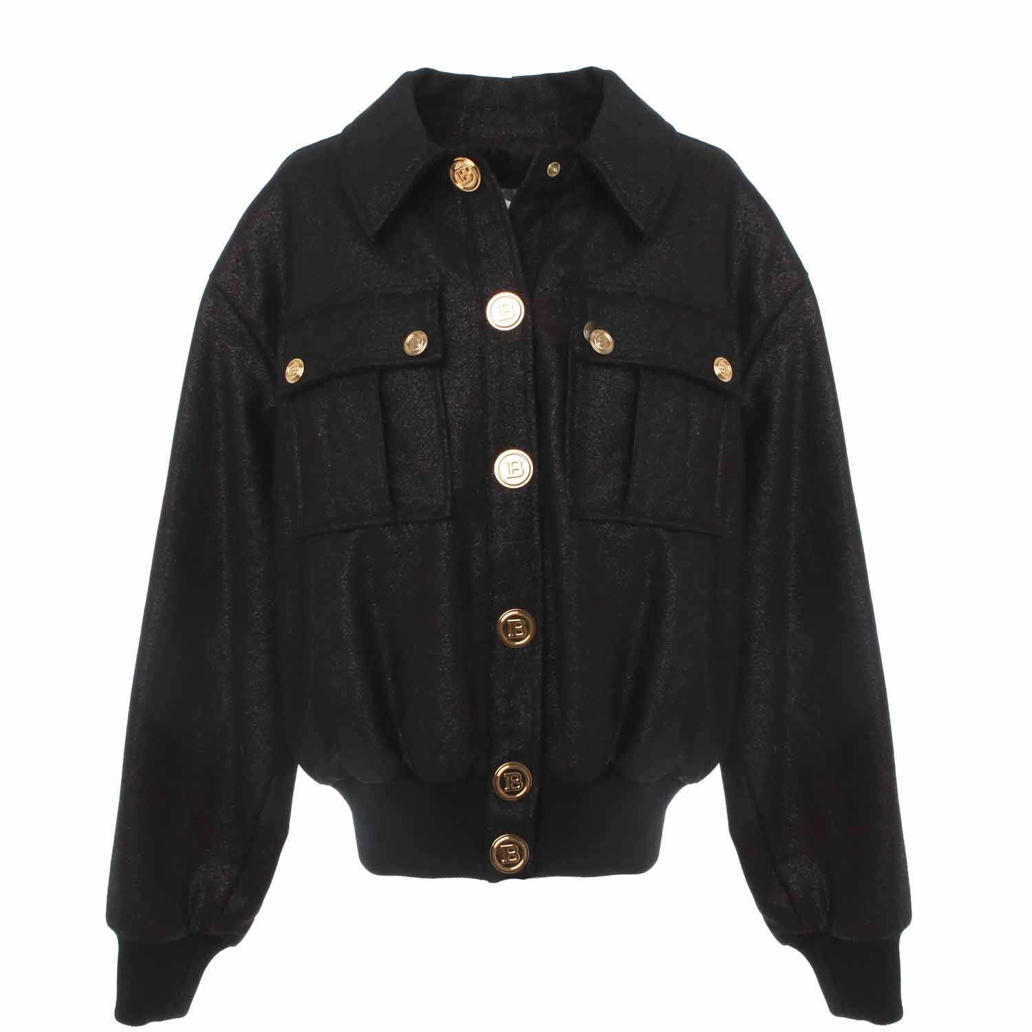 BOMBER DI LANA NERO BRILLANTINATO TEENAGER - annameglio.com abbigliamento moda