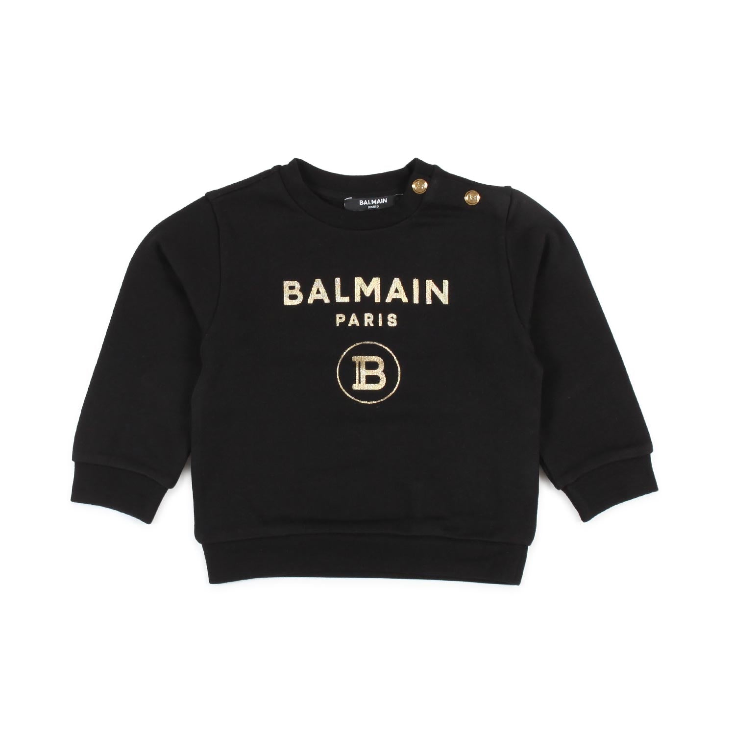FELPA NERA CON LOGO ORO BAMBINA BABY - annameglio.com abbigliamento moda