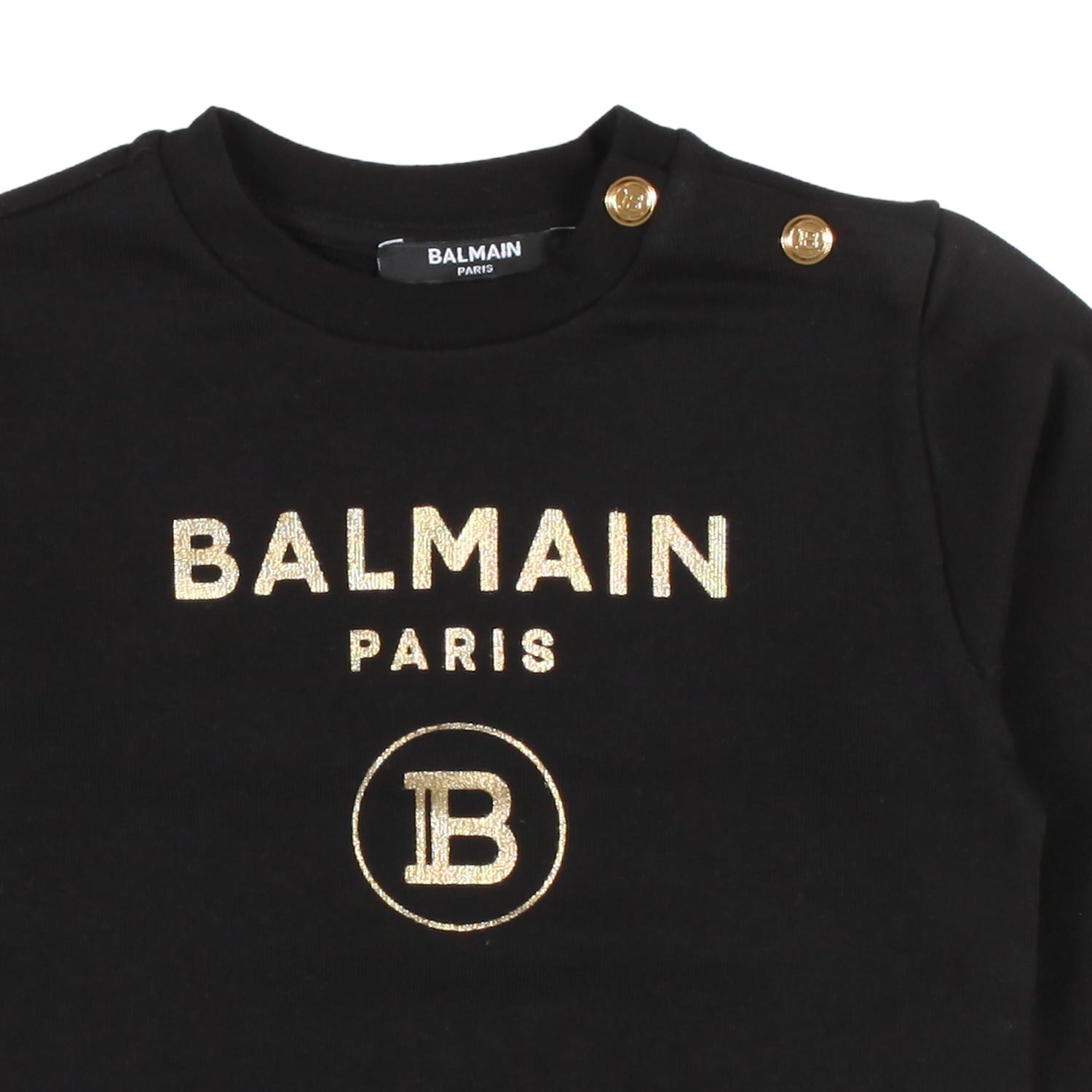 FELPA NERA CON LOGO ORO BAMBINA BABY - annameglio.com abbigliamento moda