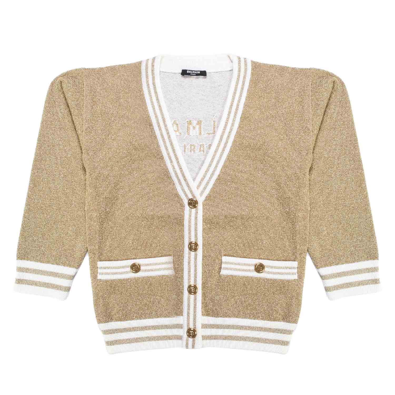 CARDIGAN ORO E BIANCO BAMBINA TEEN - annameglio.com abbigliamento moda