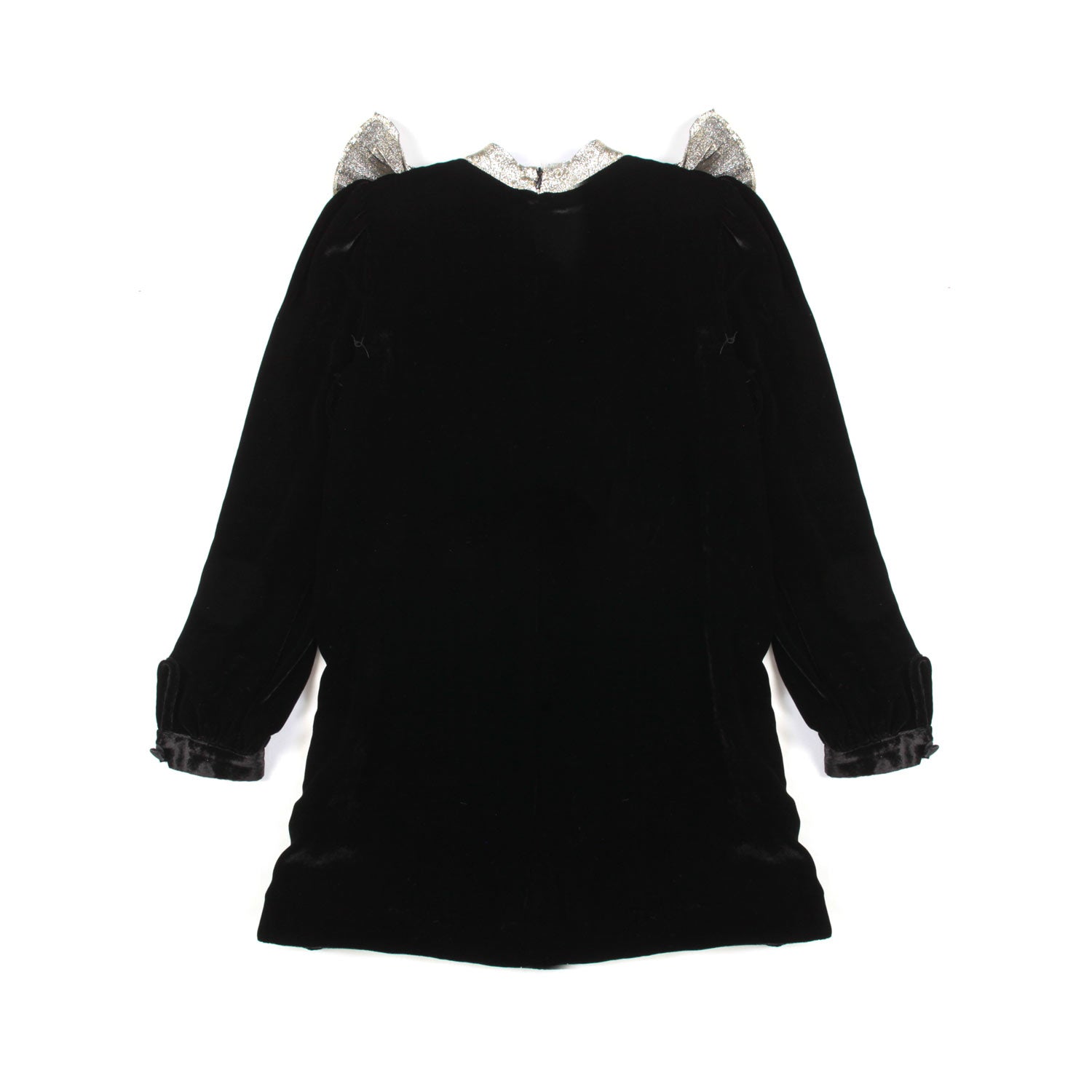 ABITO DI VELLUTO NERO CON PETTORINA GLITTER ORO - annameglio.com abbigliamento moda