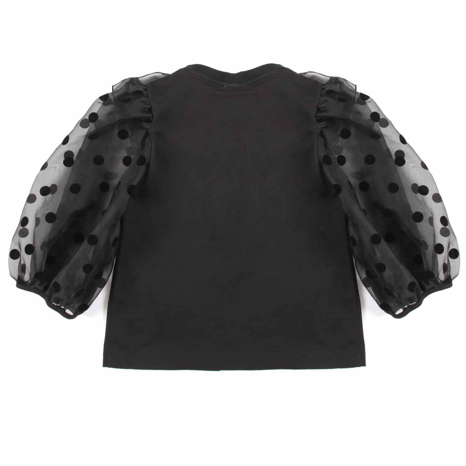 TOP NERO CON POIS DI VELLUTO BAMBINA E TEENAGER - annameglio.com abbigliamento moda