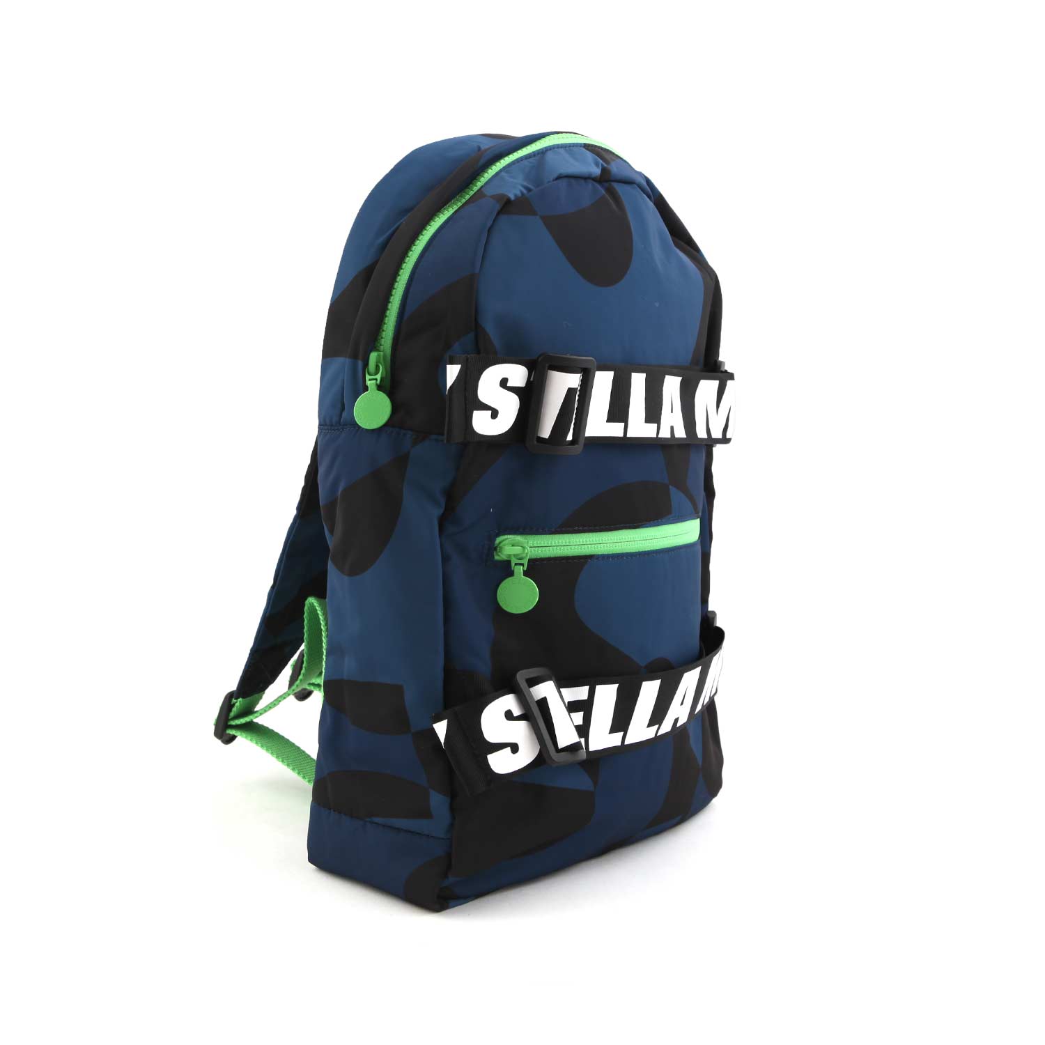 ZAINO BLU E NERO CON DETTAGLI VERDE FLUO - annameglio.com abbigliamento moda