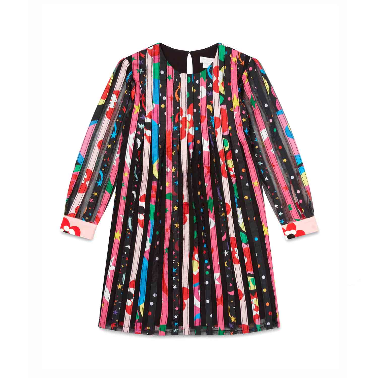 ABITO PATCHWORK IN TULLE NERO E MULTICOLOR - annameglio.com abbigliamento moda