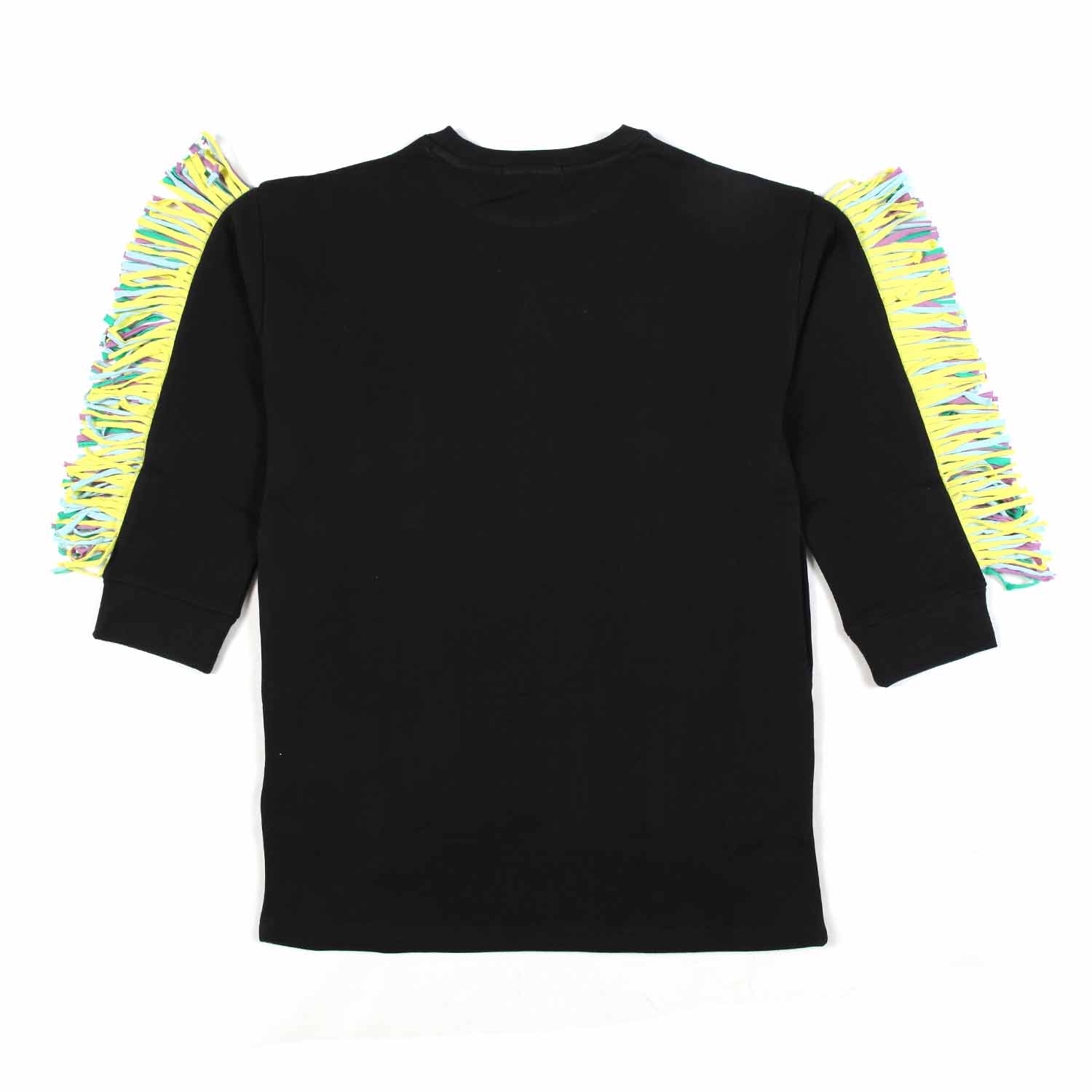 ABITO JERSEY NERO CON STELLA ROSA E FRANGE - annameglio.com abbigliamento moda