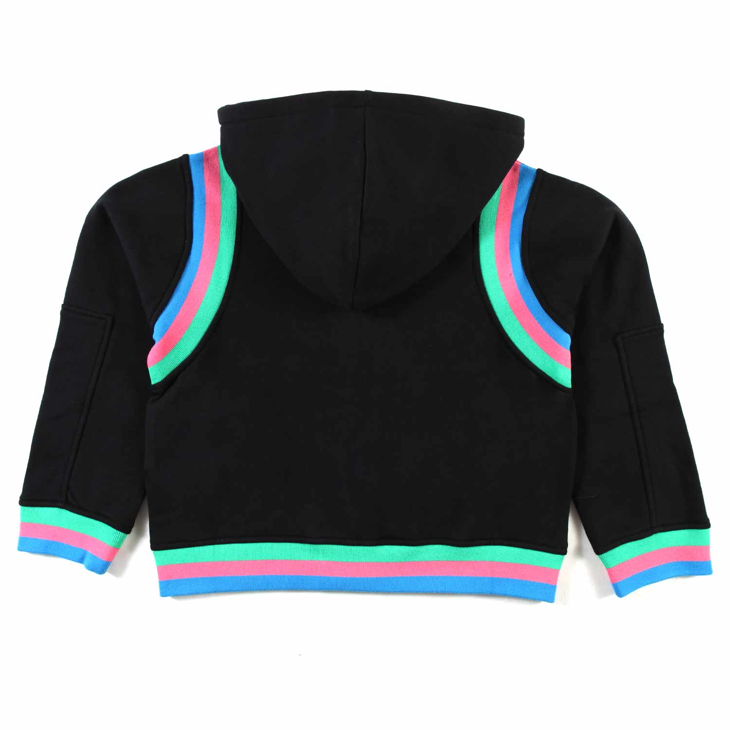 FELPA HOODIE NERA CON DETTAGLI MULTICOLOR - annameglio.com abbigliamento moda
