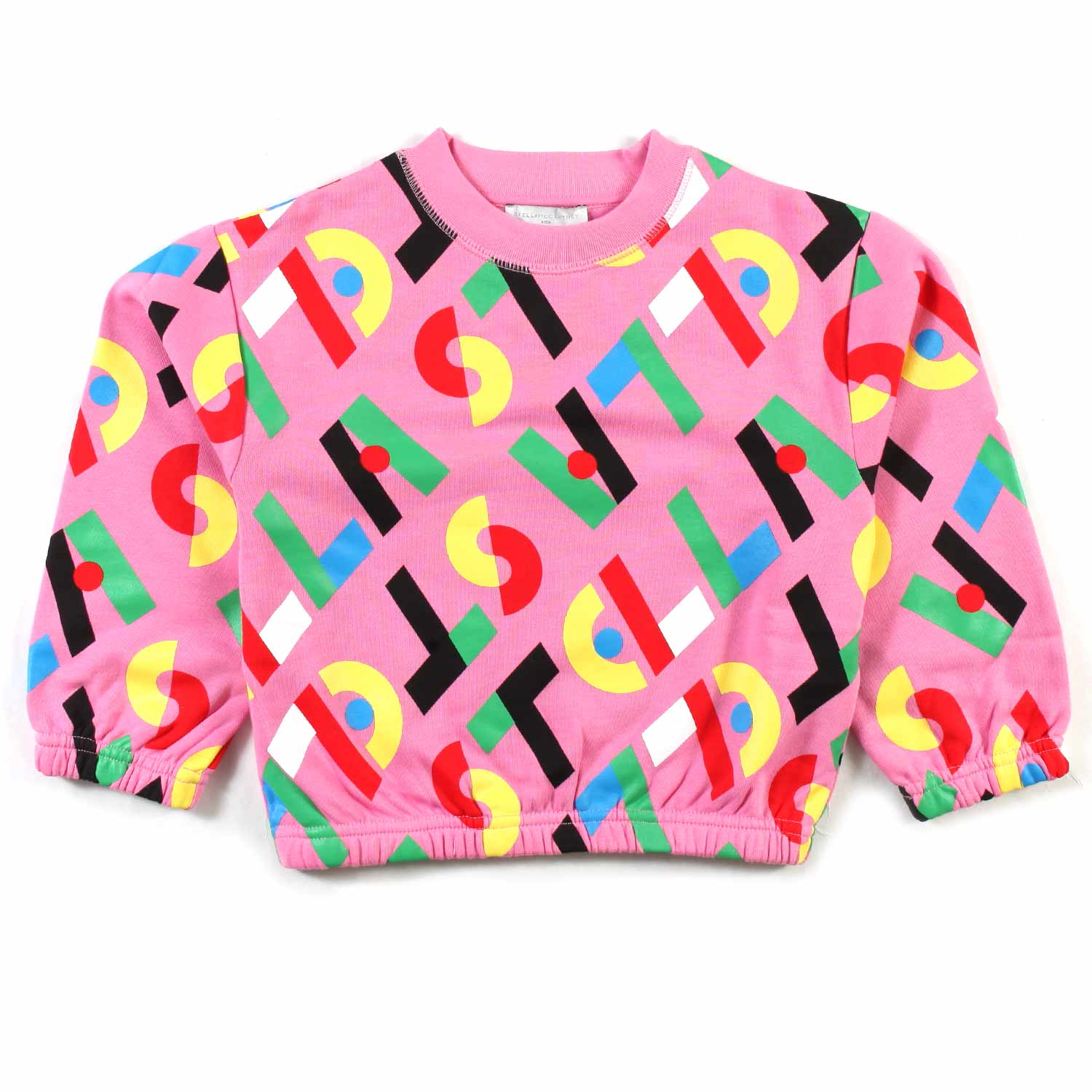 FELPA ROSA CON LOGHI MULTICOLOR ALL-OVER - annameglio.com abbigliamento moda