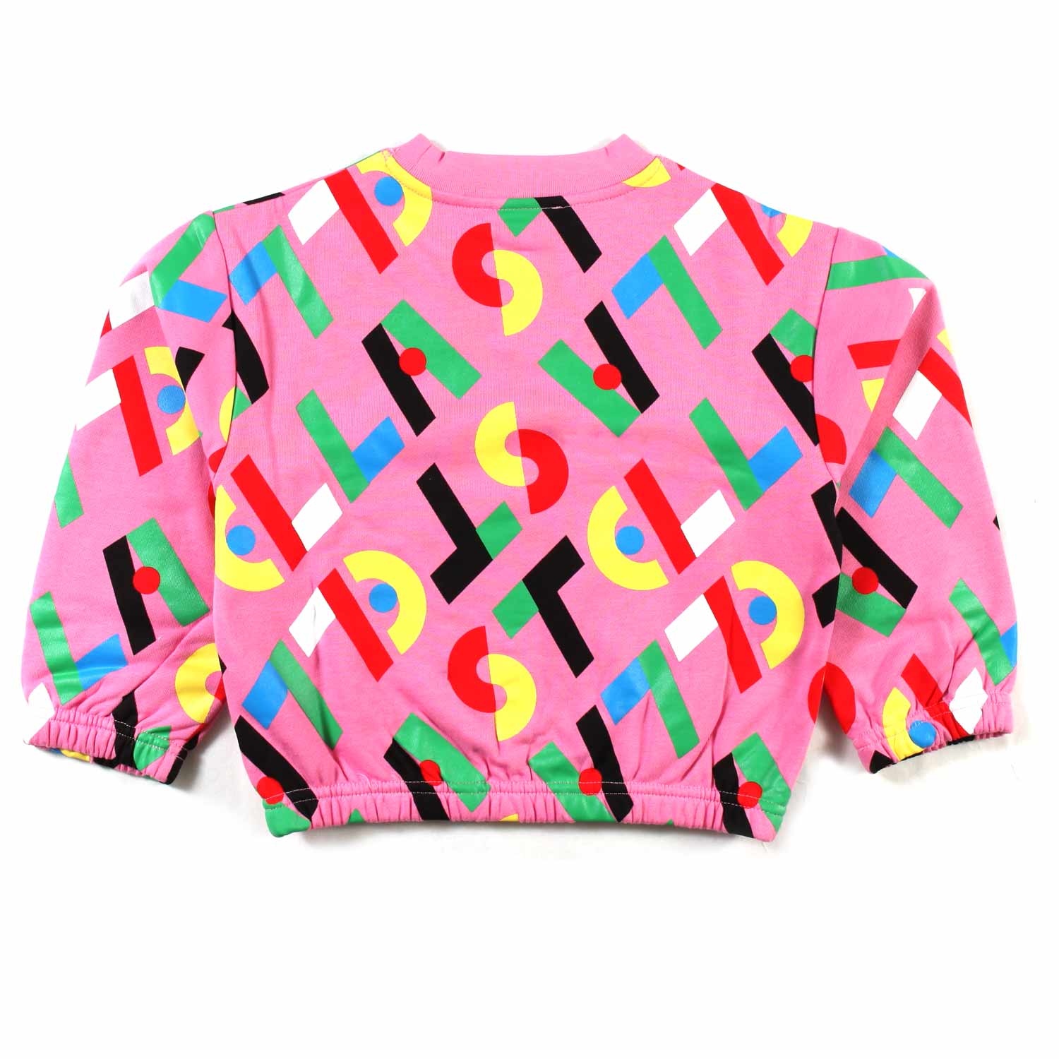 FELPA ROSA CON LOGHI MULTICOLOR ALL-OVER - annameglio.com abbigliamento moda