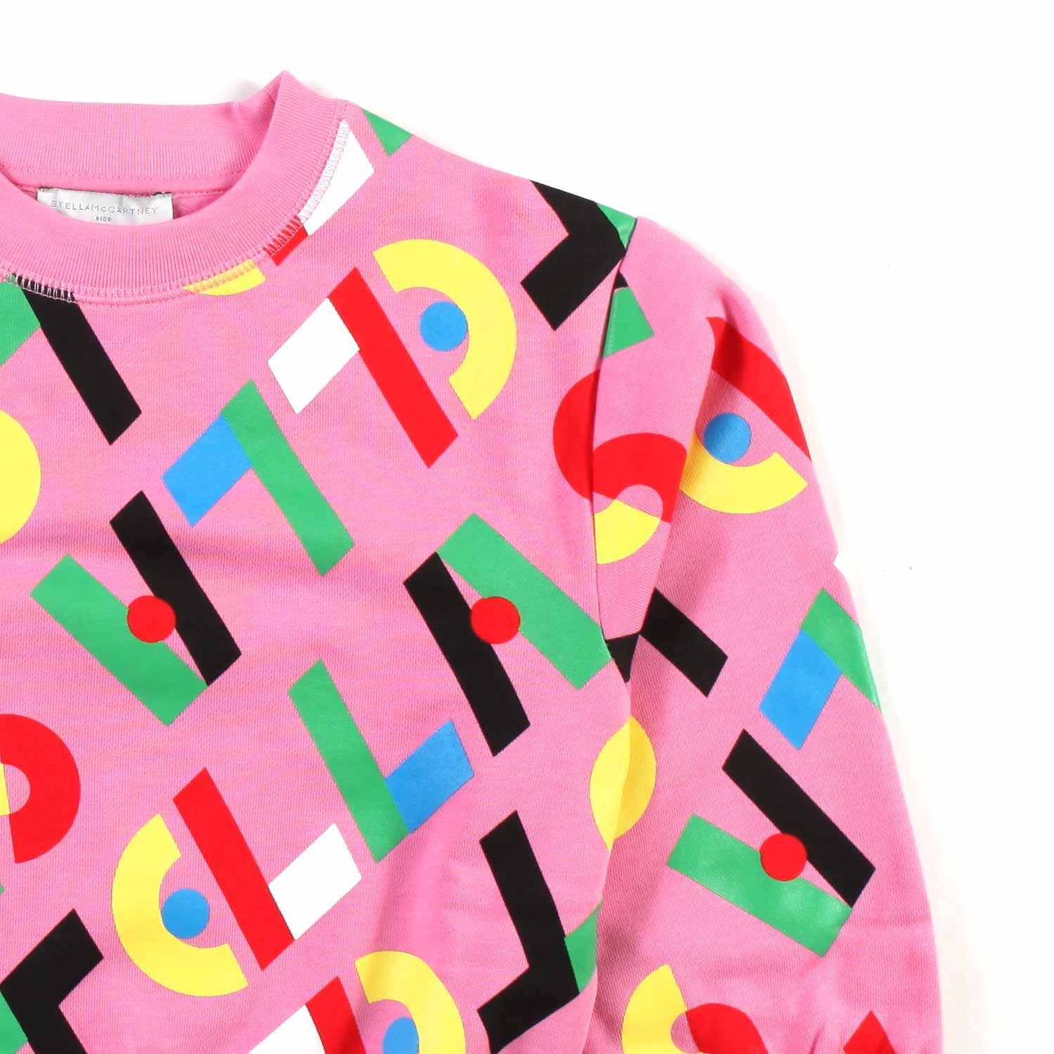 FELPA ROSA CON LOGHI MULTICOLOR ALL-OVER - annameglio.com abbigliamento moda