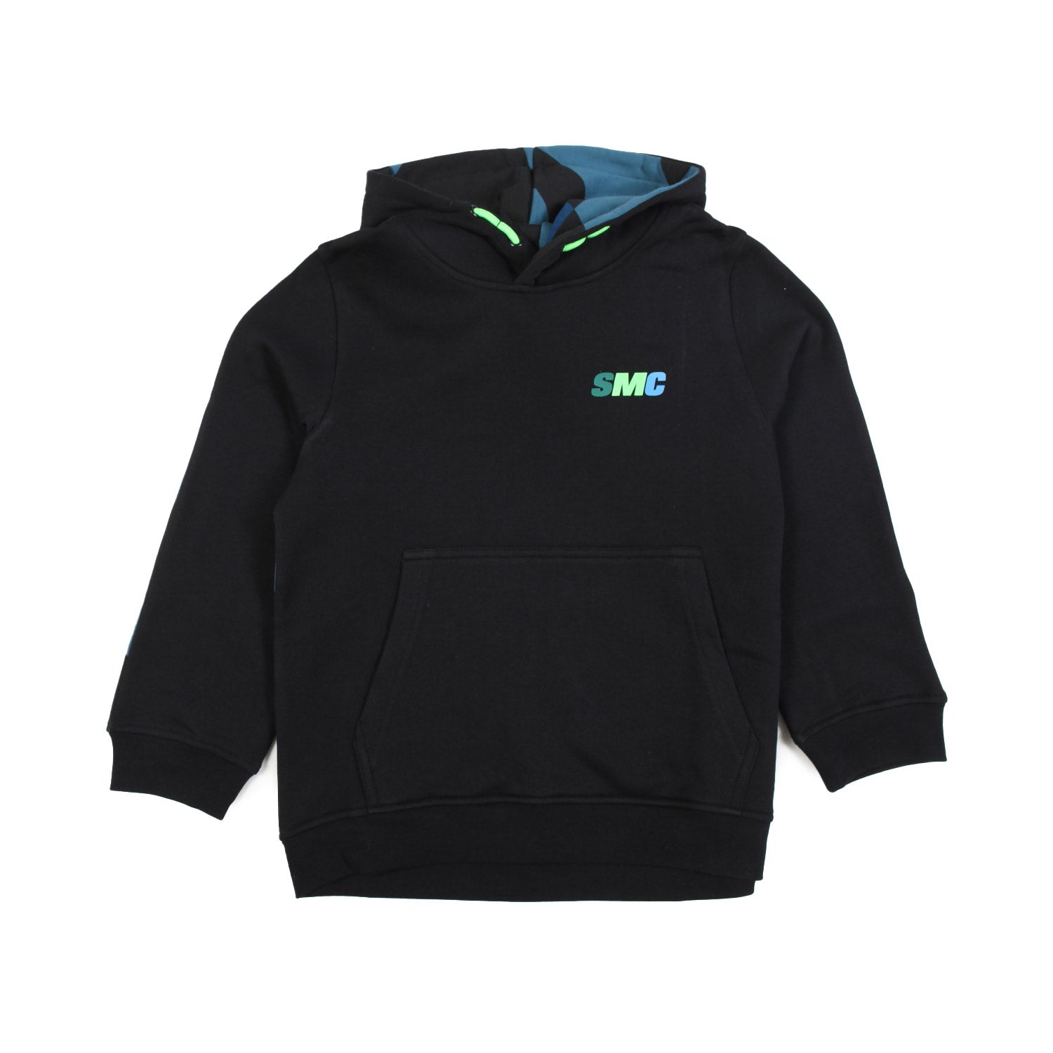 FELPA UNISEX NERA CON CAPPUCCIO E STAMPE MULTICOLO - annameglio.com abbigliamento moda