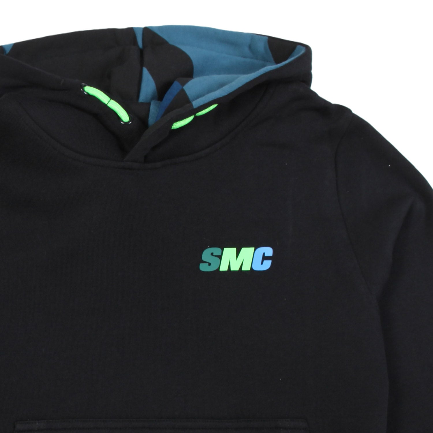 FELPA UNISEX NERA CON CAPPUCCIO E STAMPE MULTICOLO - annameglio.com abbigliamento moda