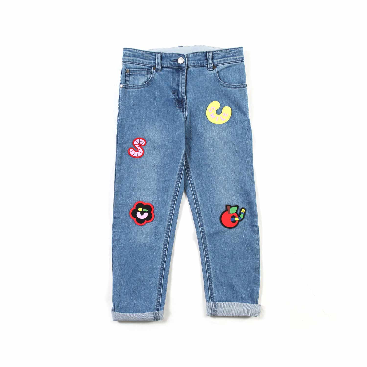 JEANS CHIARO CON PATCH MULTICOLOR BAMBINA - annameglio.com abbigliamento moda