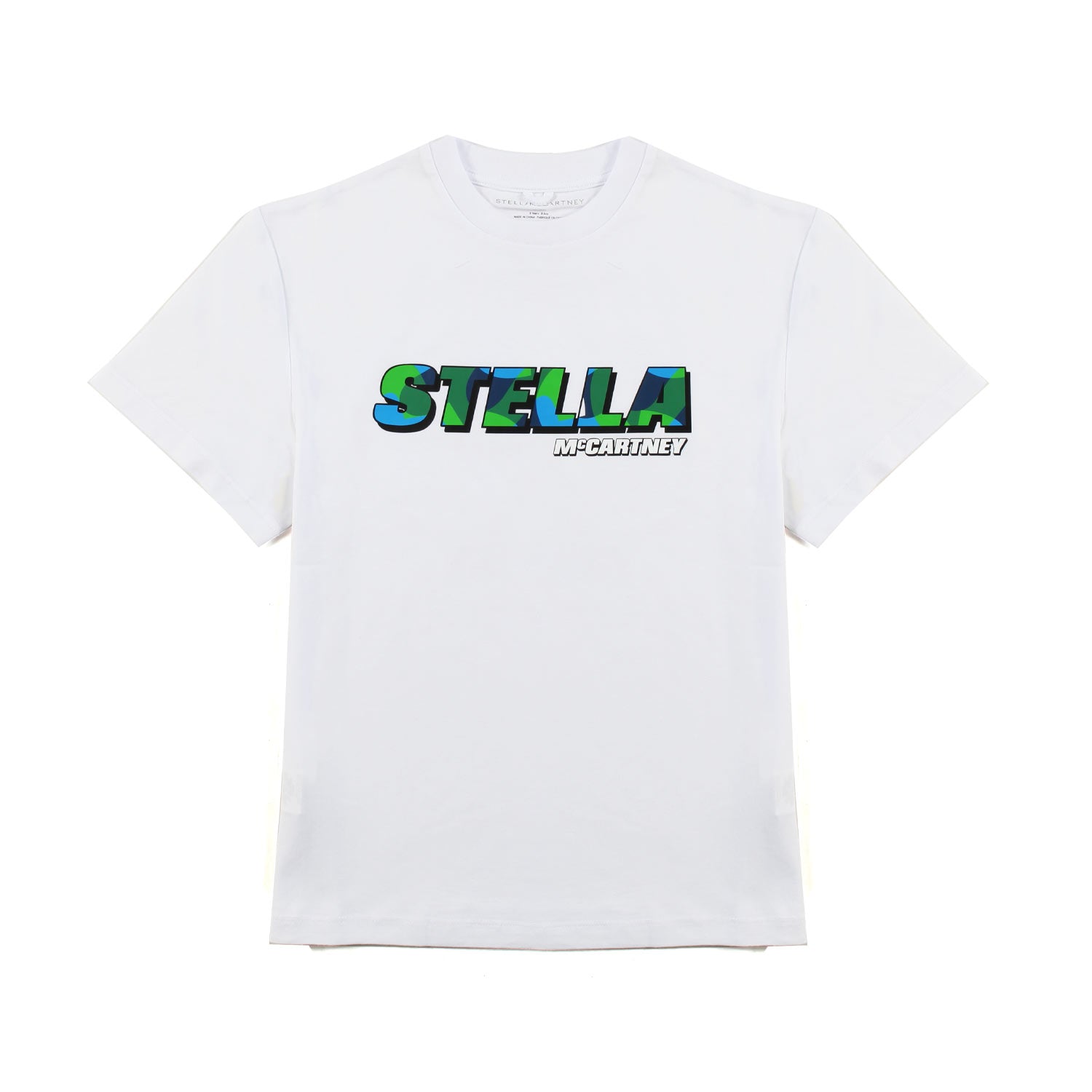 T-SHIRT UNISEX BIANCA CON LOGO BLU E VERDE - annameglio.com abbigliamento moda
