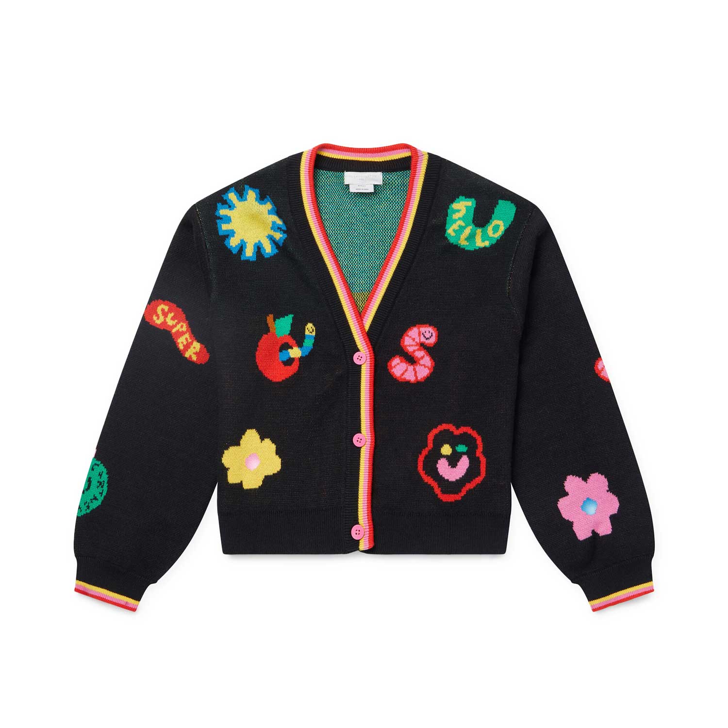 CARDIGAN NERO E MULTICOLOR BAMBINA - annameglio.com abbigliamento moda