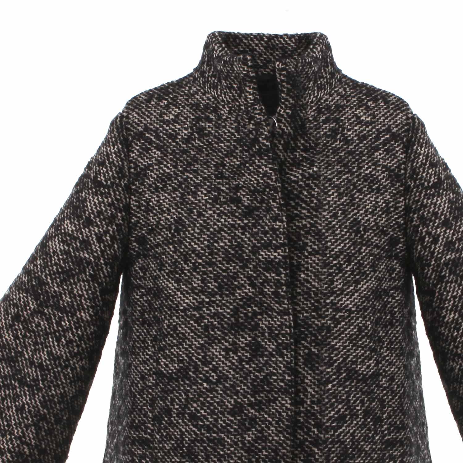 CAPPOTTO MELANGE NERO E AVORIO BAMBINA E TEENAGER - annameglio.com abbigliamento moda