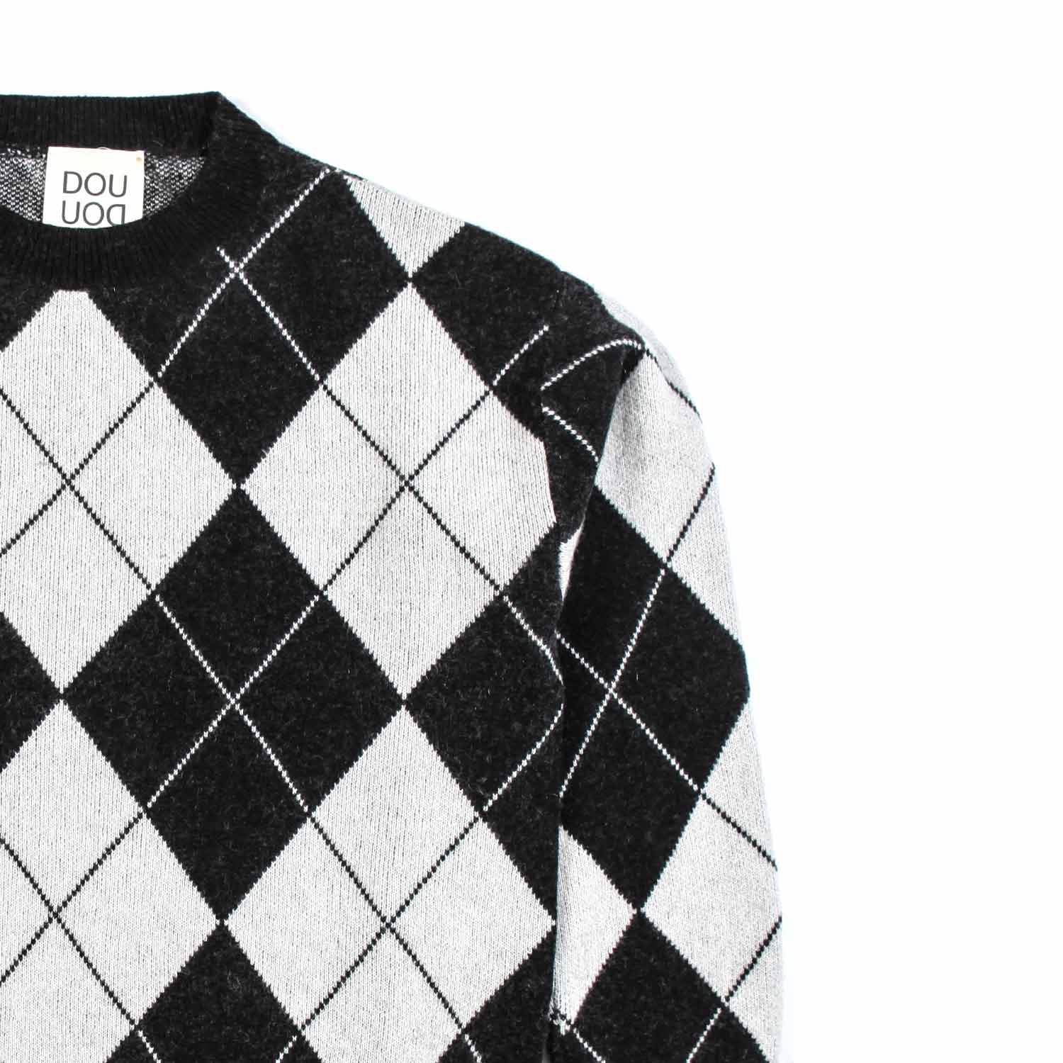 PULLOVER NERO E GRIGIO CHIARO A ROMBI - annameglio.com abbigliamento moda