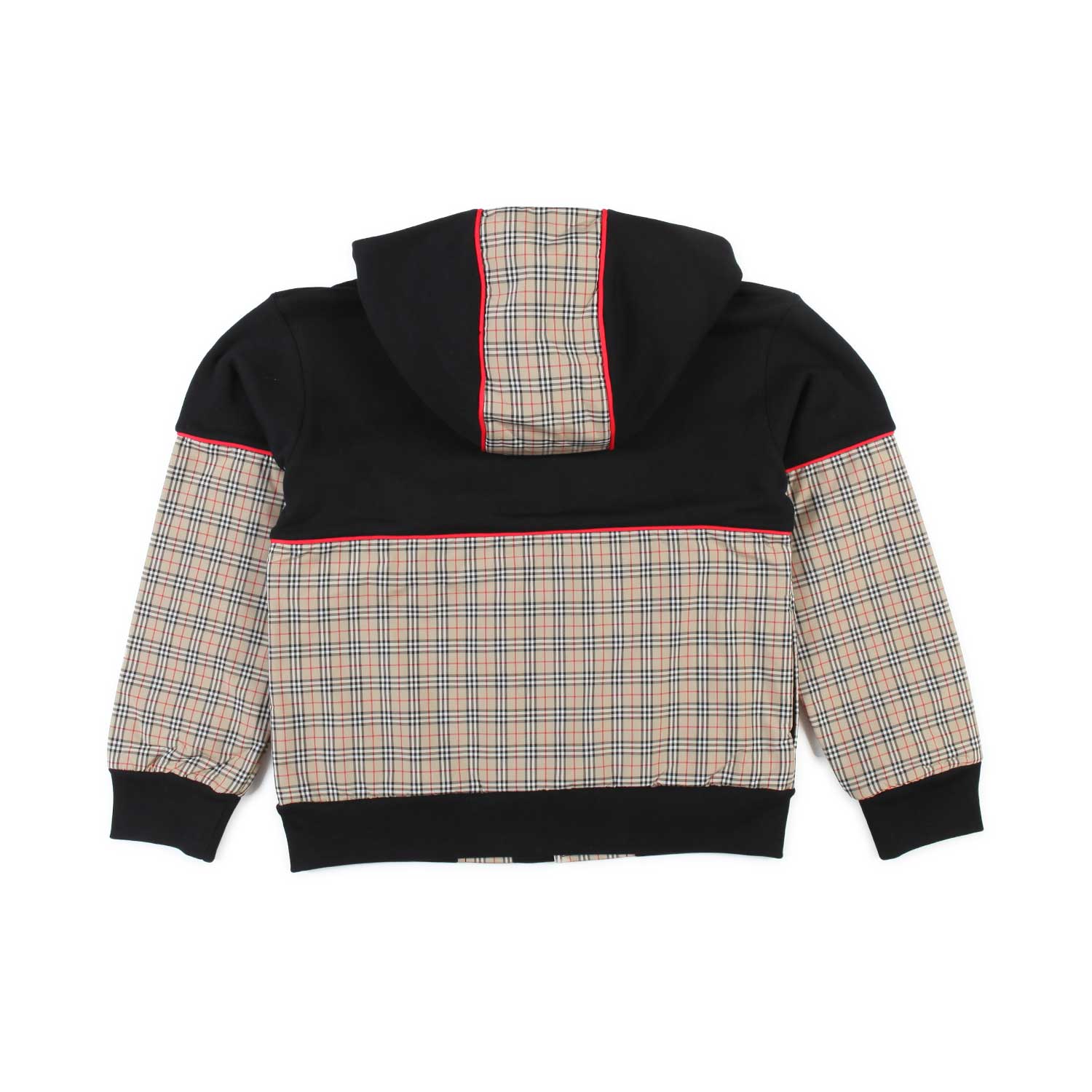 FELPA UNISEX NERA E TARTAN CON CAPPUCCIO - annameglio.com abbigliamento moda