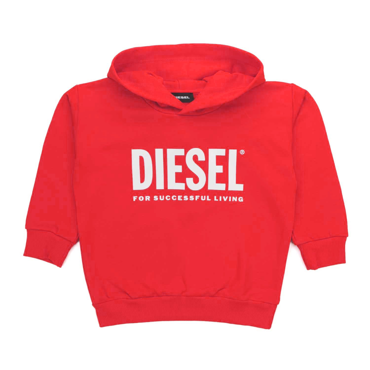 FELPA ROSSA CON CAPPUCCIO E LOGO BIANCO - annameglio.com abbigliamento moda