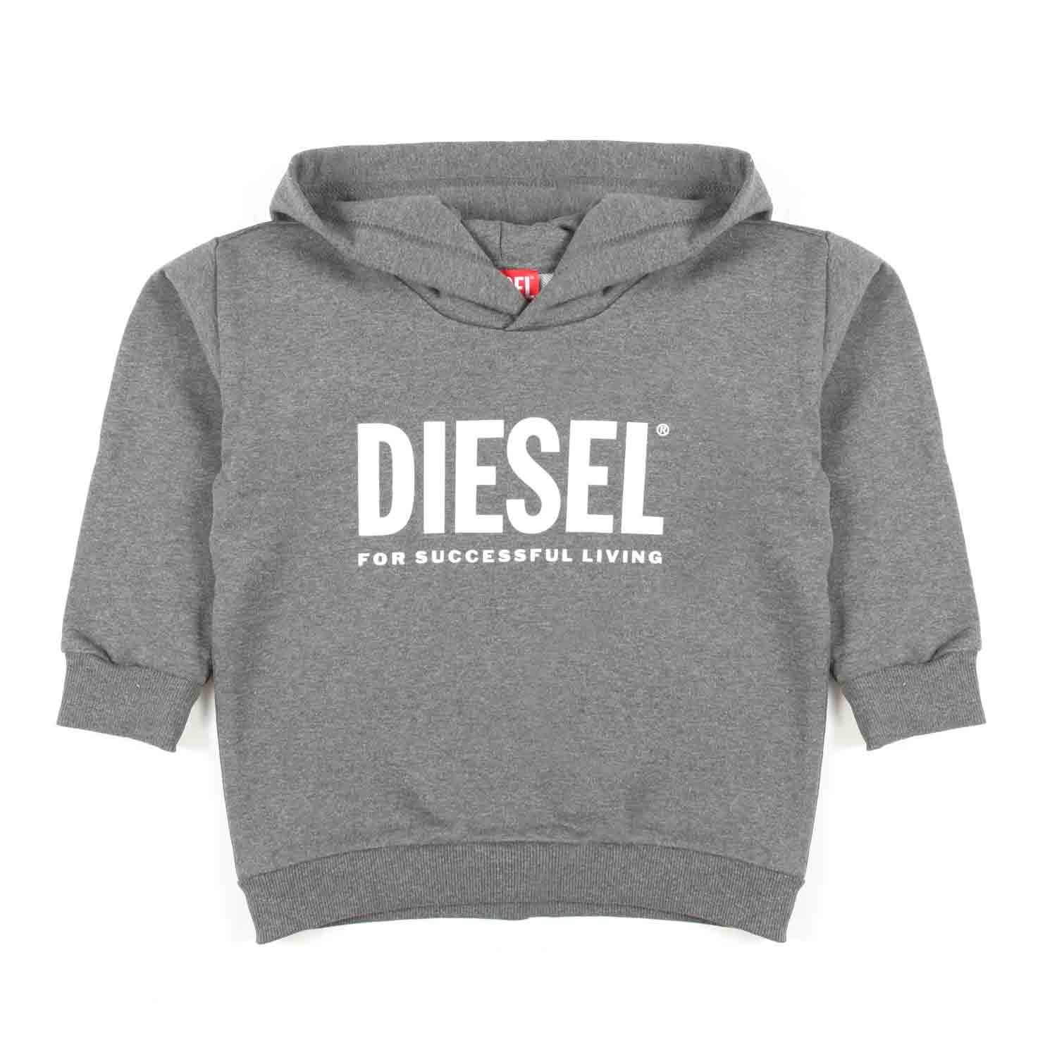 FELPA GRIGIA CON CAPPUCCIO E LOGO BIANCO - annameglio.com abbigliamento moda