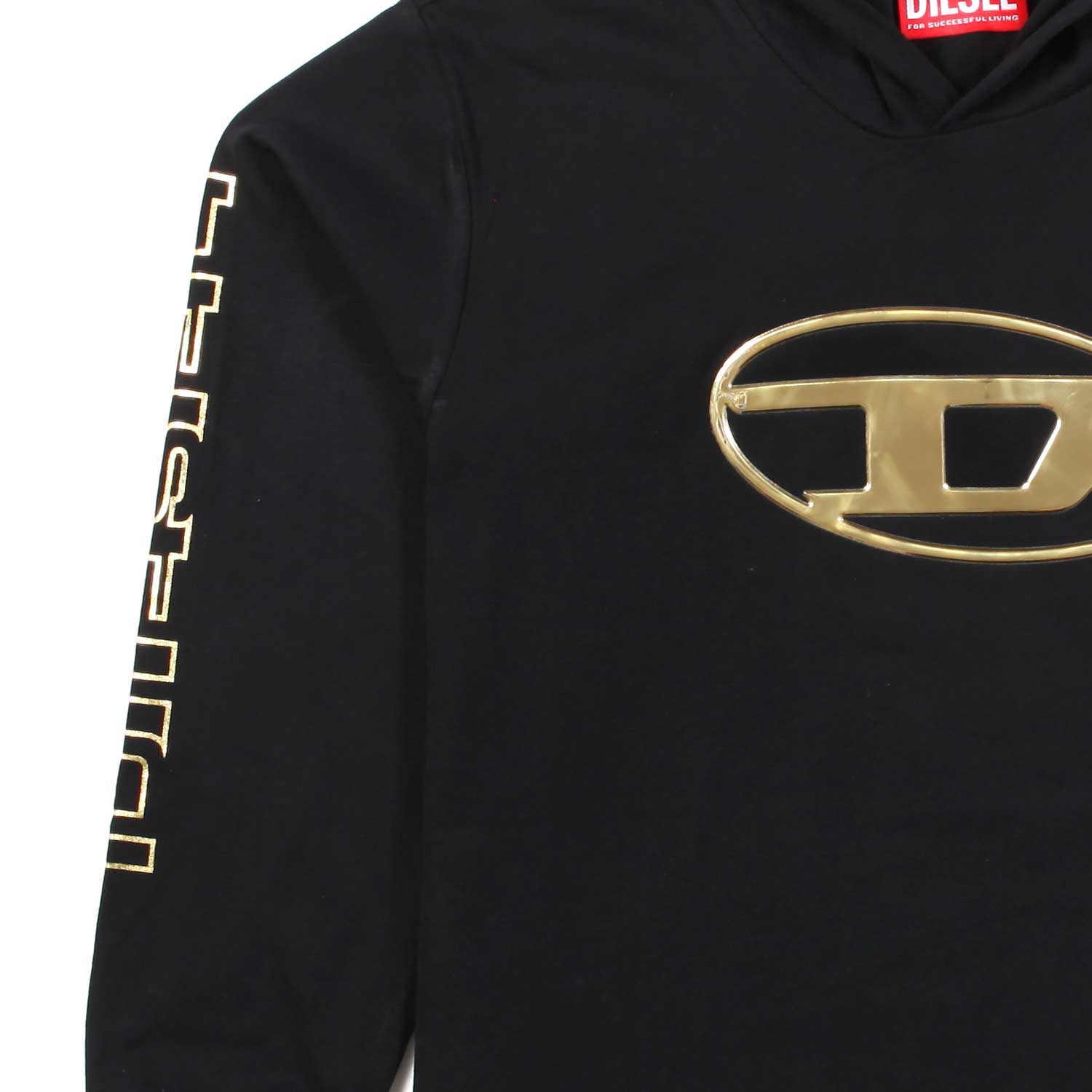 FELPA HOODIE NERA CON MONOGRAMMA ORO - annameglio.com abbigliamento moda