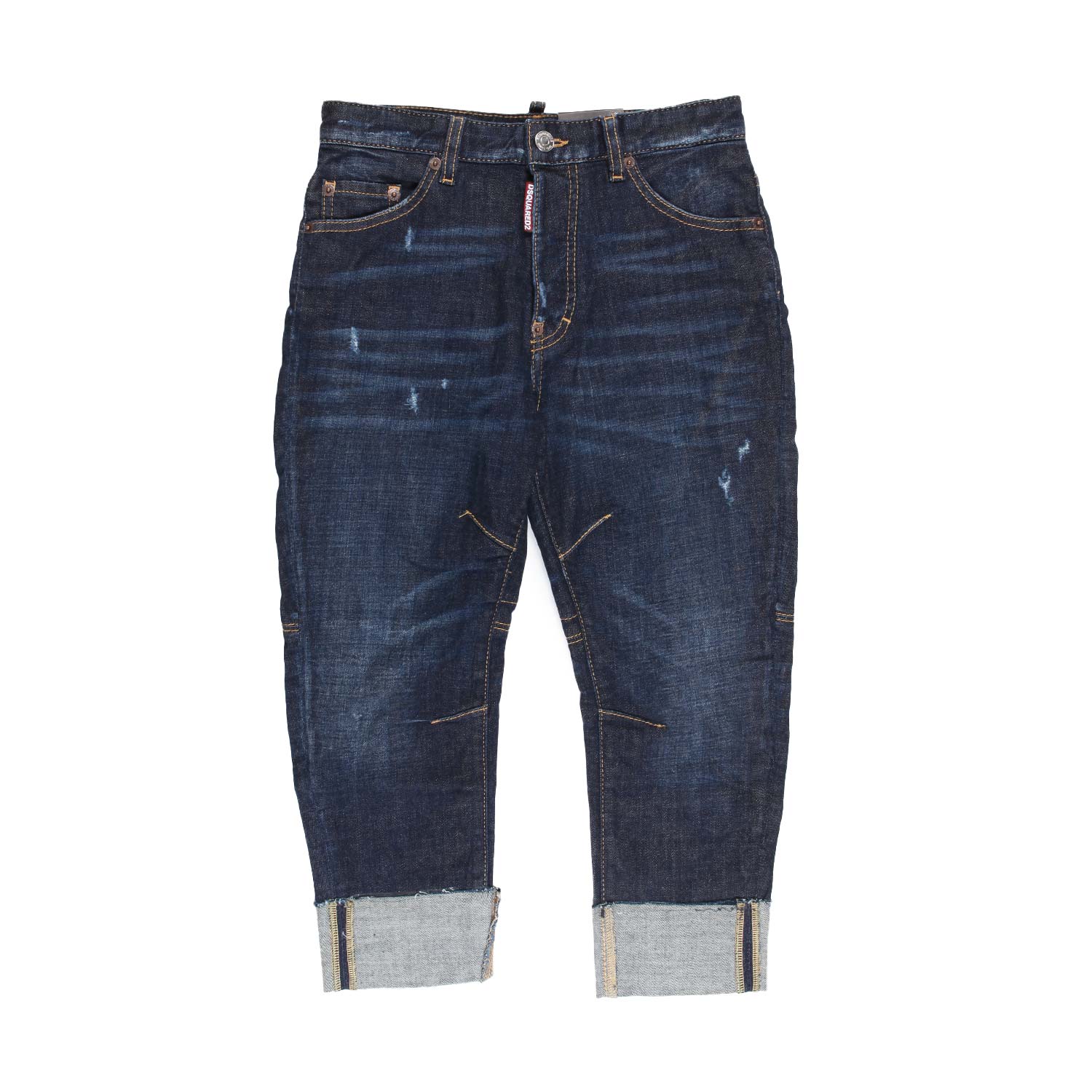 JEANS BLU SCURO STONE WASH CON STRAPPI - annameglio.com abbigliamento moda