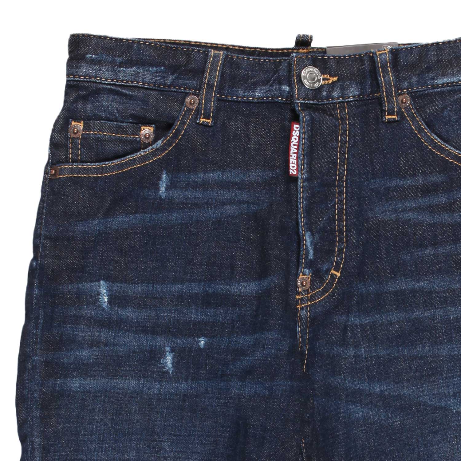 JEANS BLU SCURO STONE WASH CON STRAPPI - annameglio.com abbigliamento moda