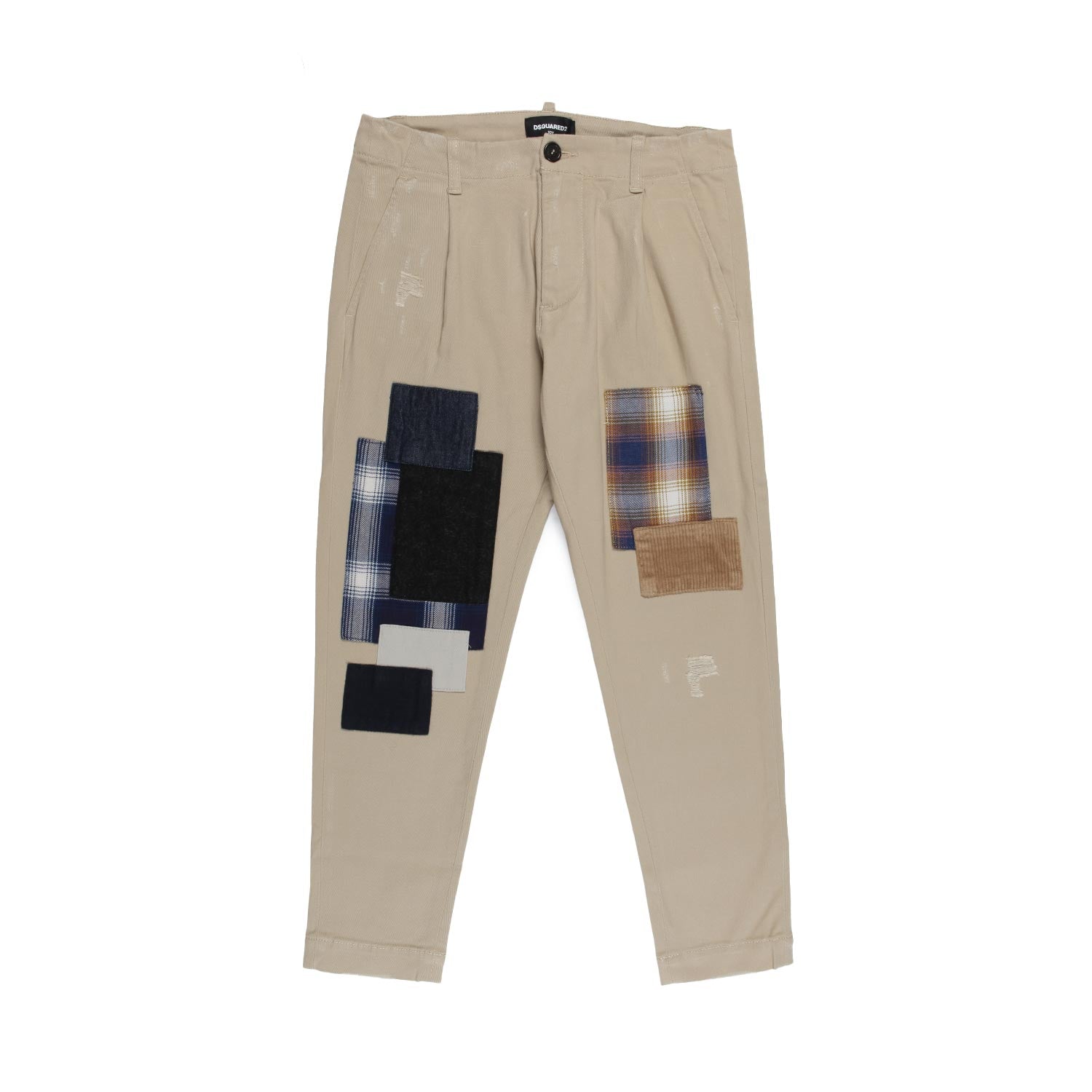 PANTALONE BEIGE CON TOPPE MULTICOLOR - annameglio.com abbigliamento moda