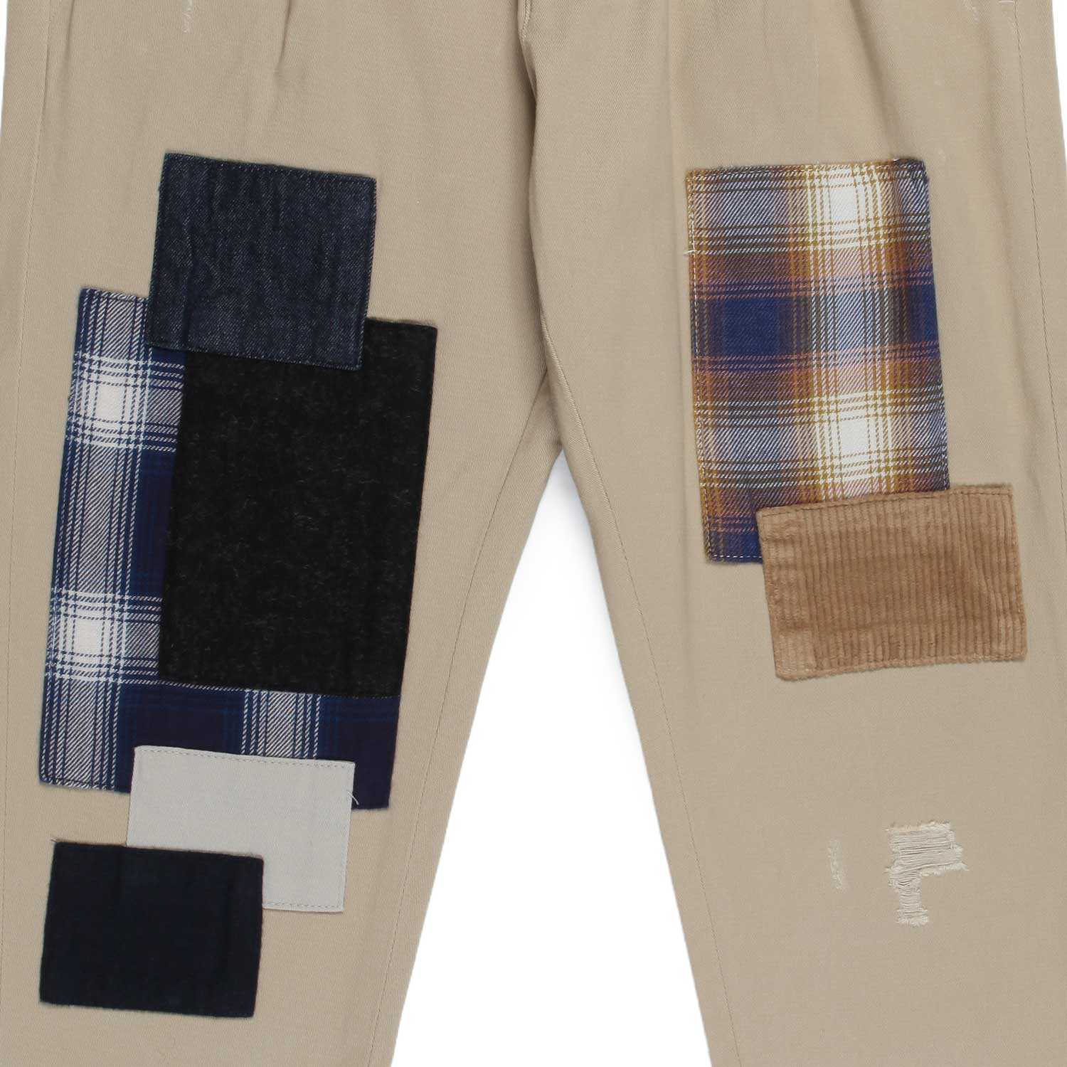 PANTALONE BEIGE CON TOPPE MULTICOLOR - annameglio.com abbigliamento moda