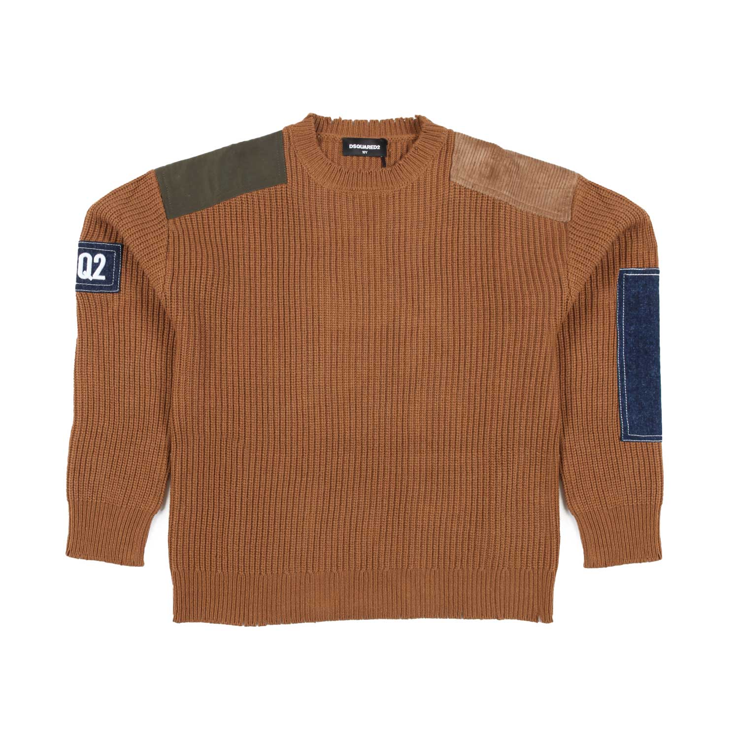 PULLOVER UNISEX MARRONE CON TOPPE MULTICOLOR - annameglio.com abbigliamento moda