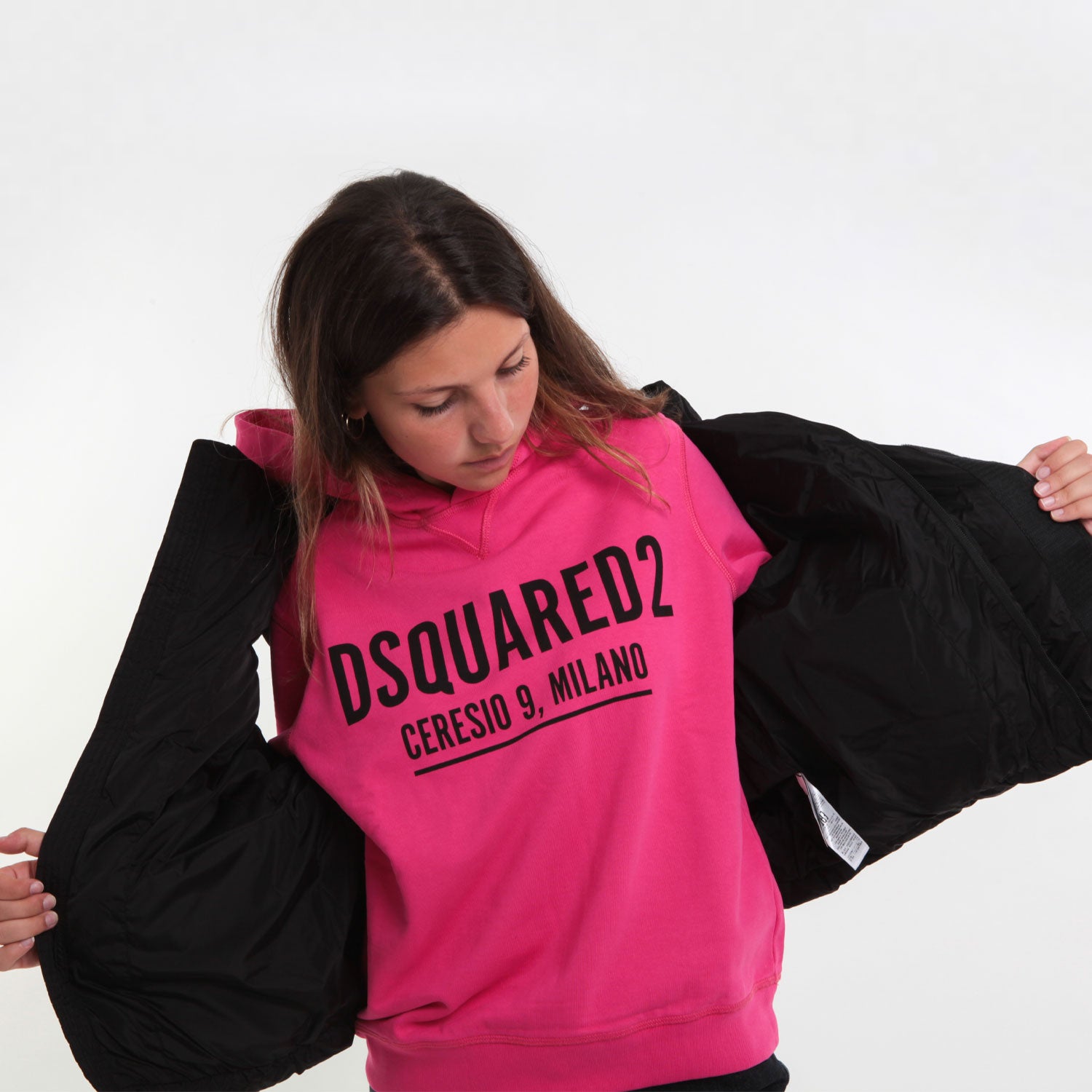 FELPA UNISEX FUCSIA CON CAPPUCCIO JR E TEEN - annameglio.com abbigliamento moda