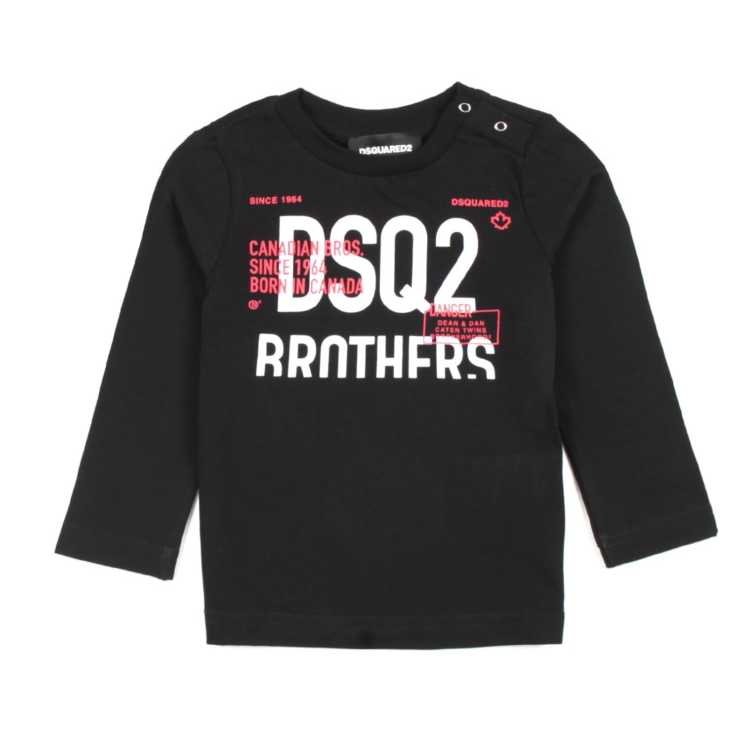 BABY T-SHIRT NERA A MANICA LUNGA CON LOGO BIANCO - annameglio.com abbigliamento moda