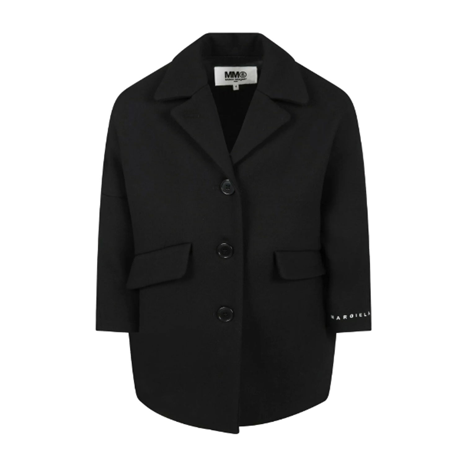 CAPPOTTO NERO CON LOGO BIANCO BAMBINA E TEEN - annameglio.com abbigliamento moda