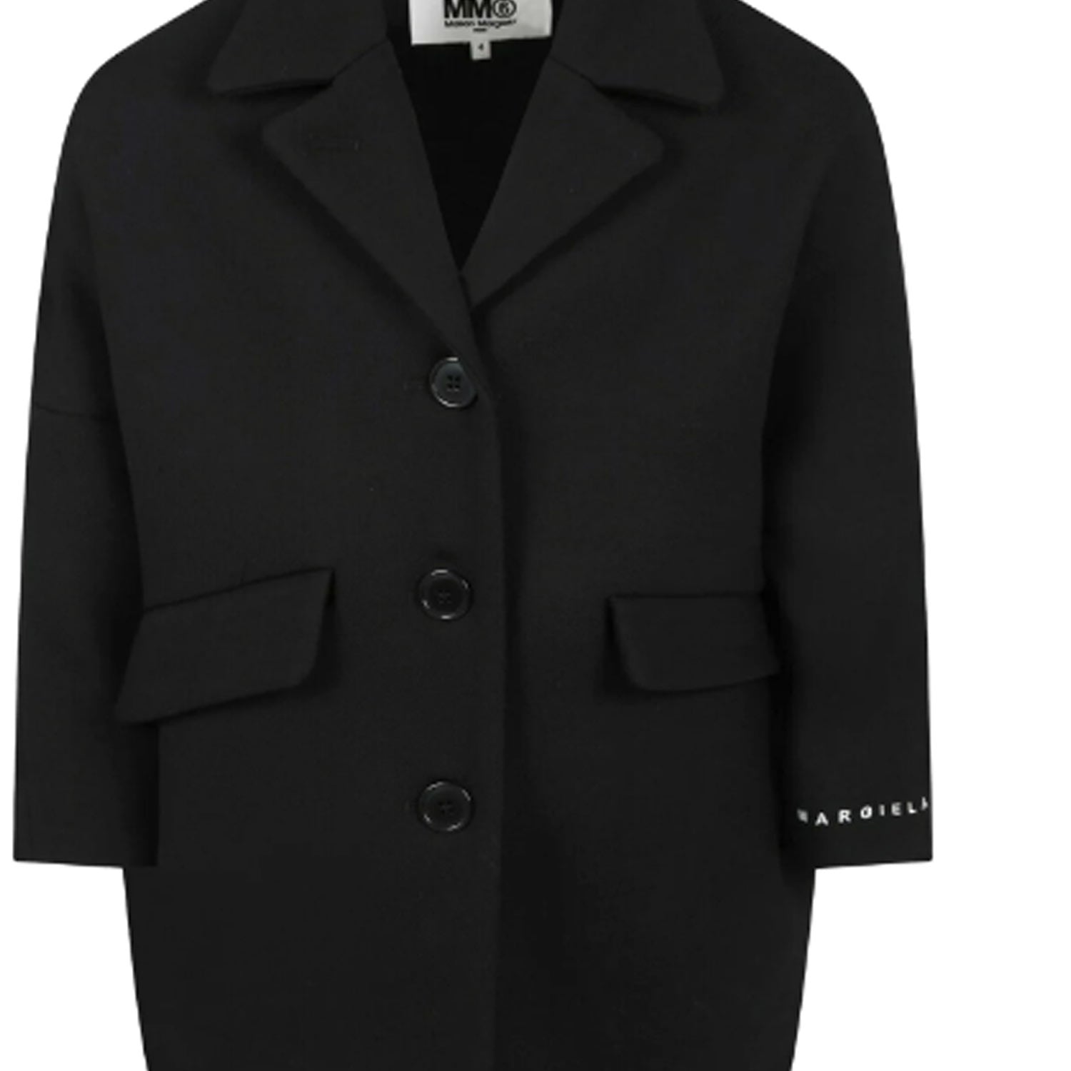 CAPPOTTO NERO CON LOGO BIANCO BAMBINA E TEEN - annameglio.com abbigliamento moda