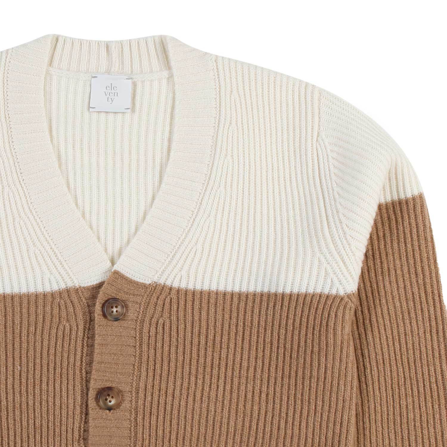 CARDIGAN COLOR-BLOCK PANNA E NOCCIOLA - annameglio.com abbigliamento moda