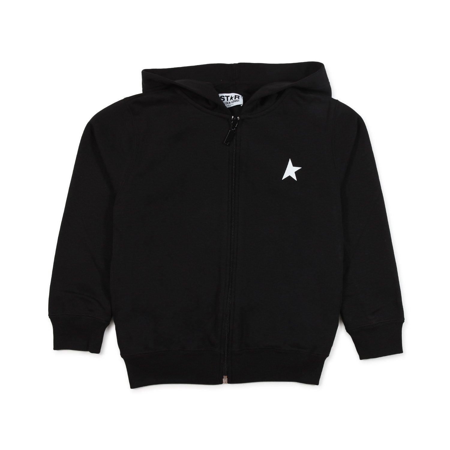 FELPA HOODIE NERA CON STELLA BIANCA E ZIP - annameglio.com abbigliamento moda