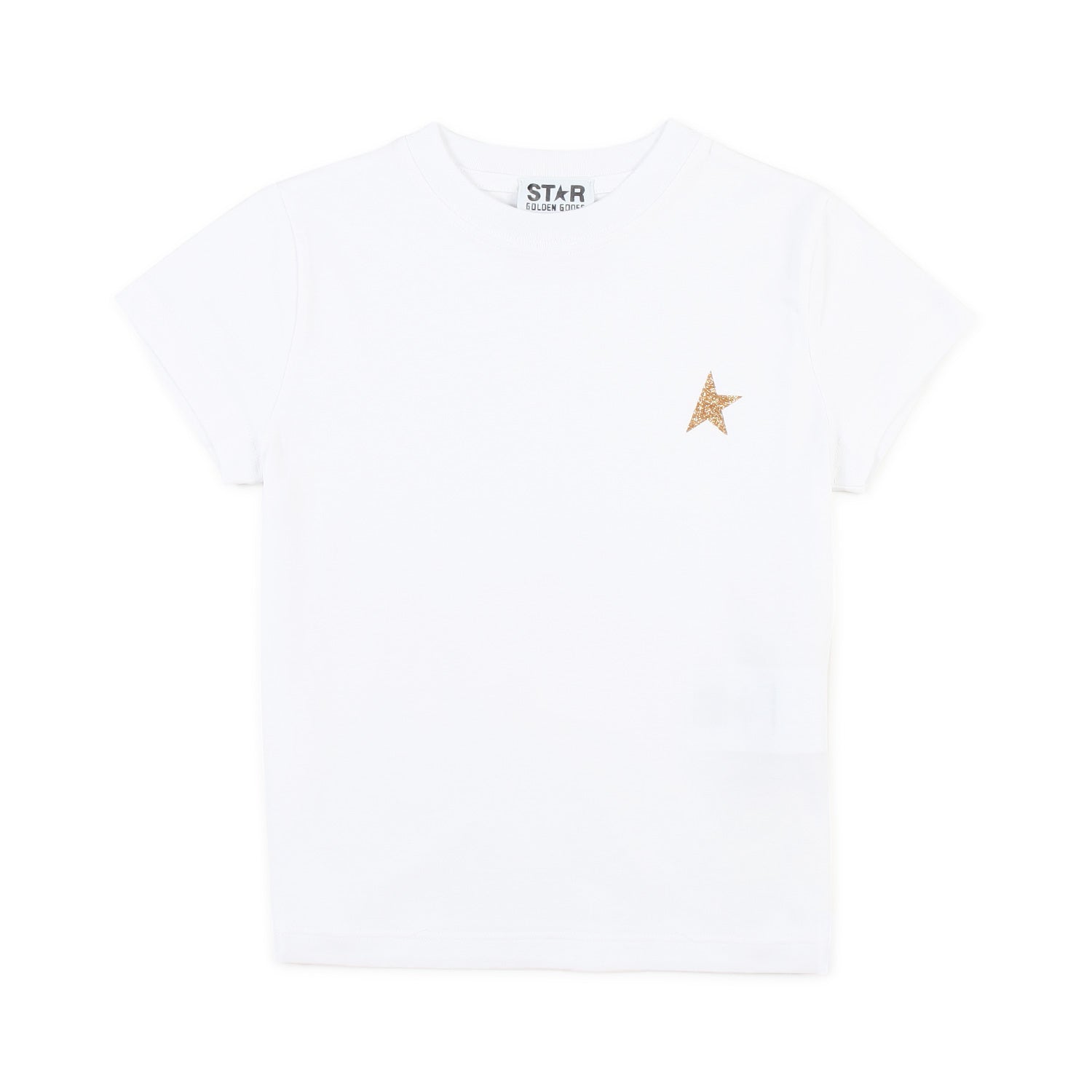 T-SHIRT BIANCA CON STELLA ORO GLITTER BAMBINA - annameglio.com abbigliamento moda