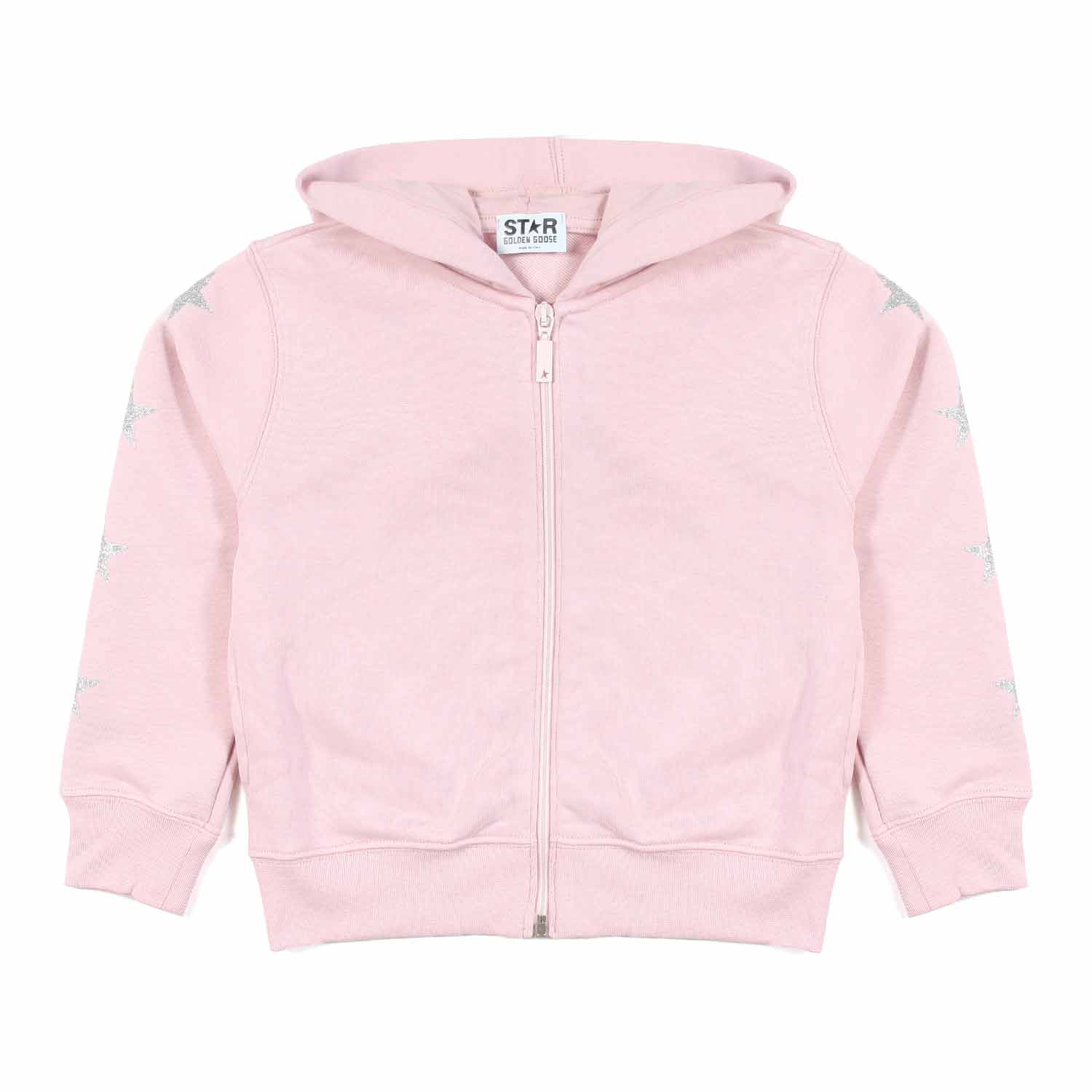 FELPA HOODIE ROSA CON STELLE SILVER BAMBINA - annameglio.com abbigliamento moda