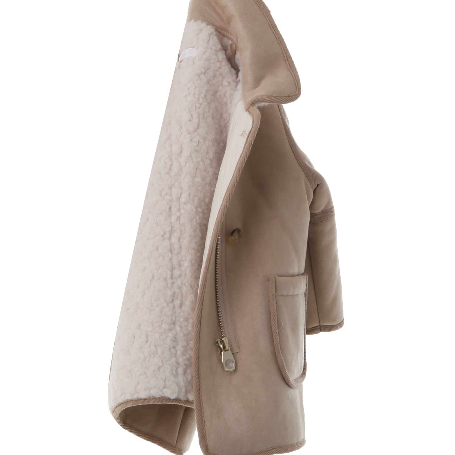 MONTONE BEIGE E ECRU IN ECO SHEARLING BIMBA - annameglio.com abbigliamento moda